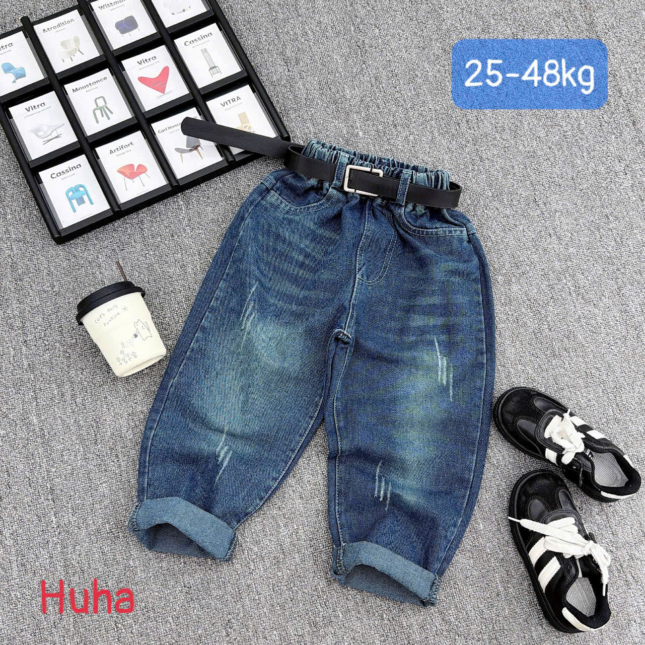 Q297-Quần baggy jean trơn túi K (23.40kg)
