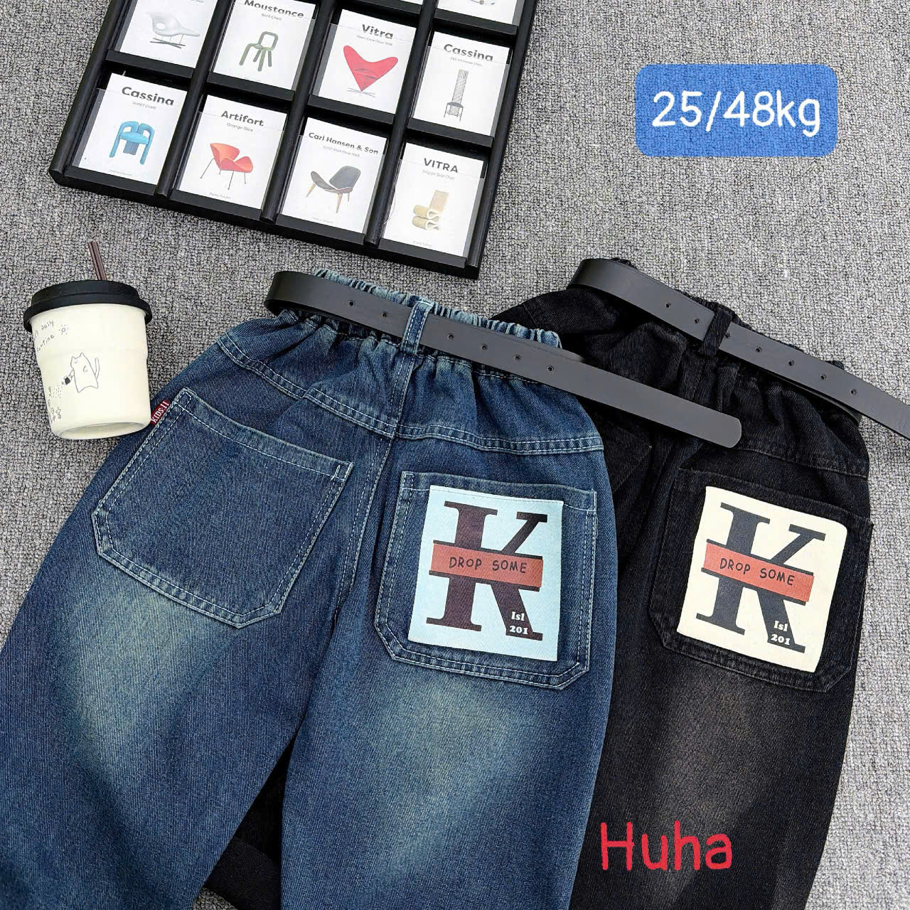 Q297-Quần baggy jean trơn túi K (23.40kg)