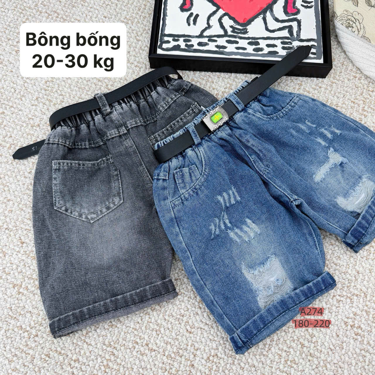 Q299-Quần jean lửng mài rách Xanh (18.32kg)