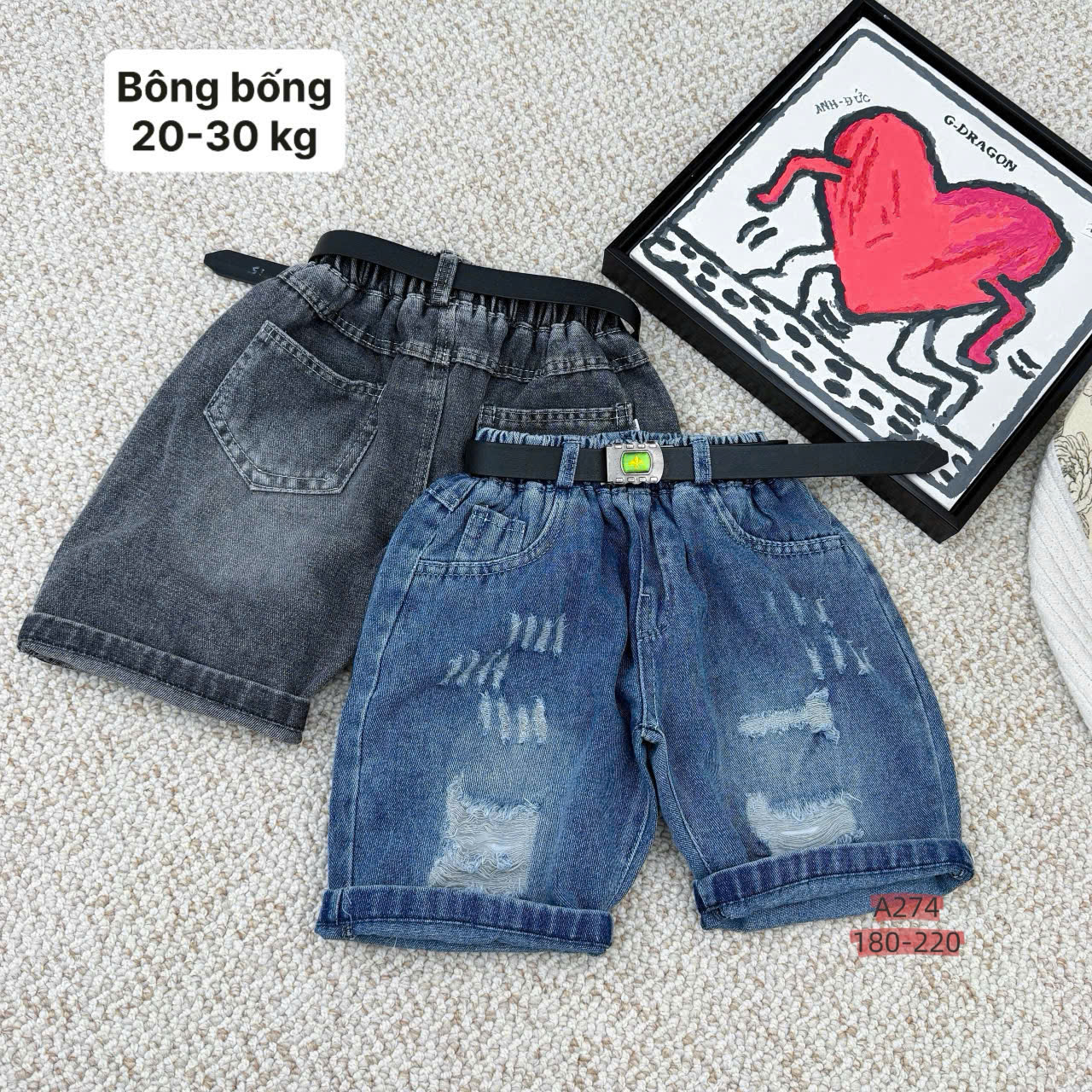 Q299-Quần jean lửng mài rách Xanh (18.32kg)