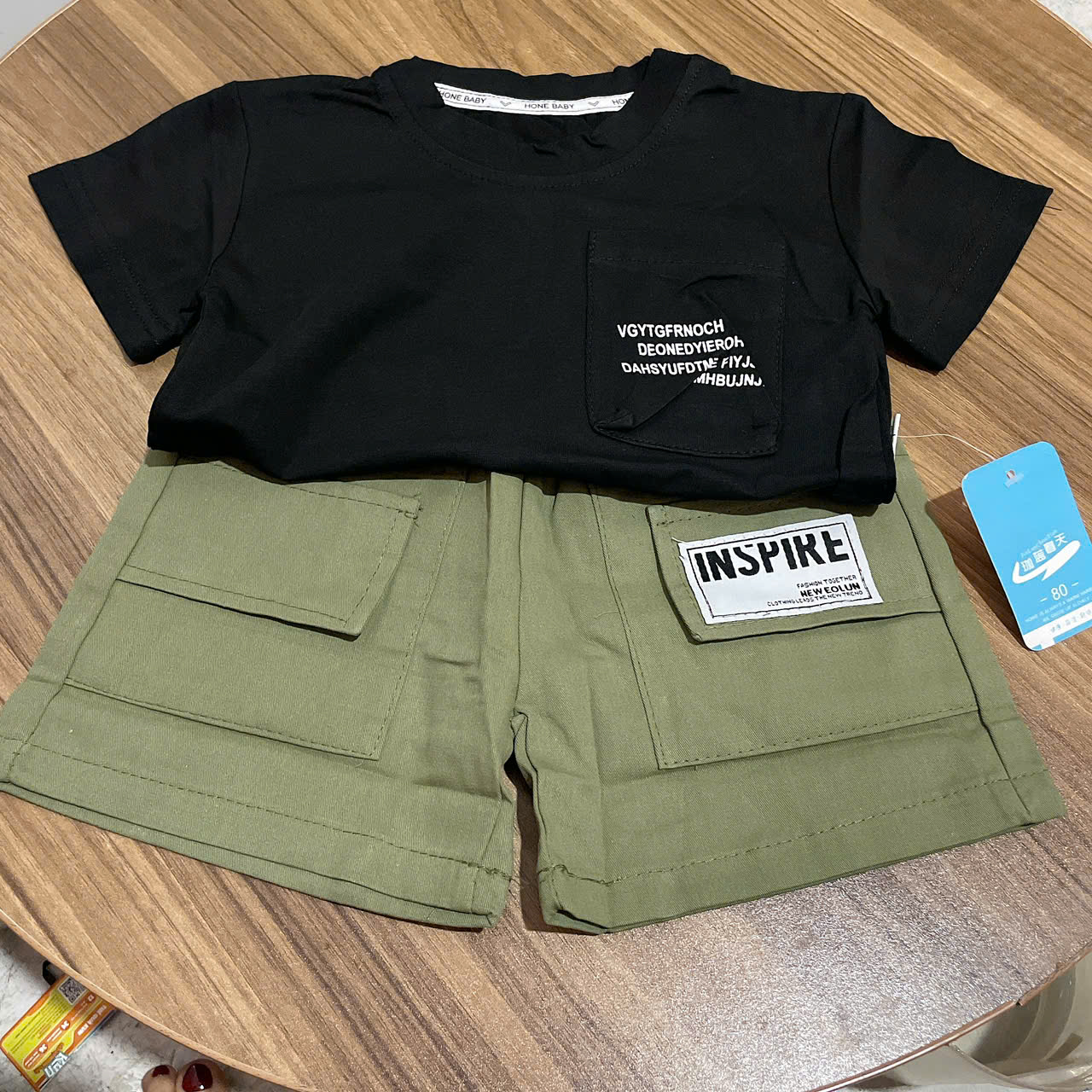 T582-Set áo thun túi chữ q kaki lửng (10.20kg)