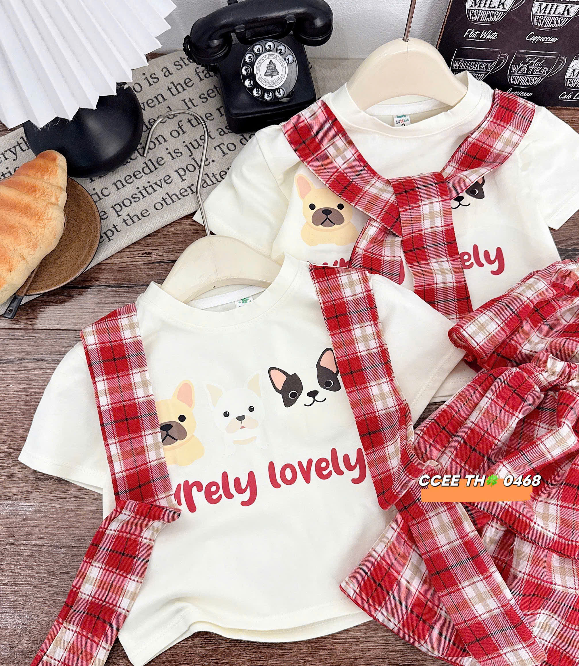 G754-Set áo cún cv caro xoè Đỏ (10.30kg)