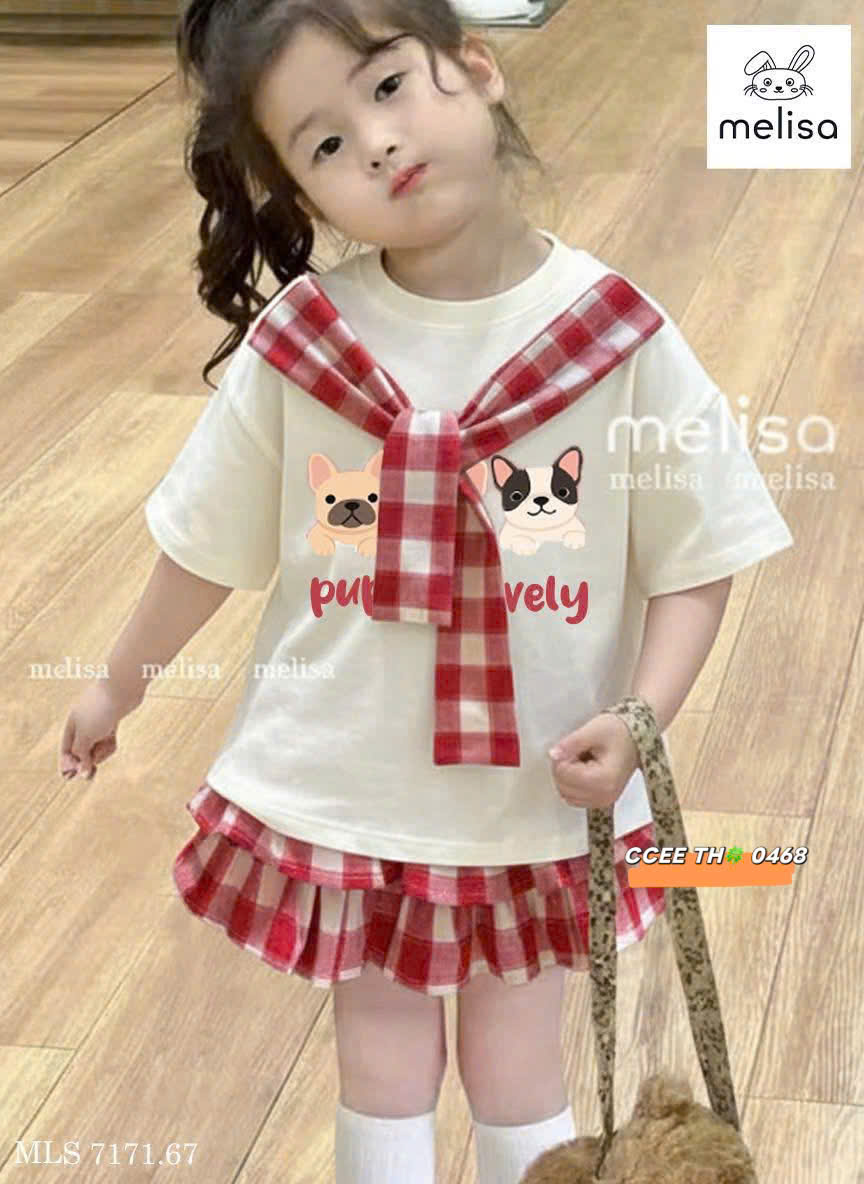 G754-Set áo cún cv caro xoè Đỏ (10.30kg)