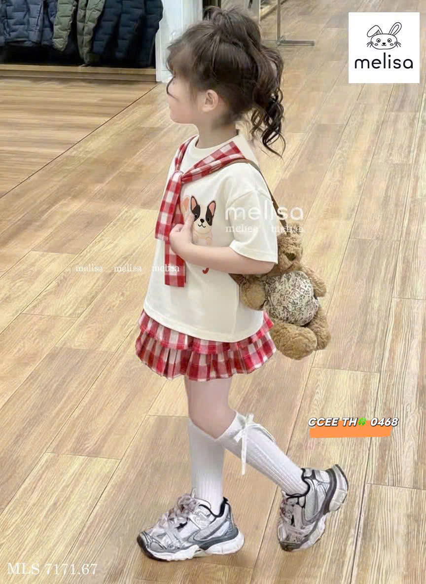 G754-Set áo cún cv caro xoè Đỏ (10.30kg)