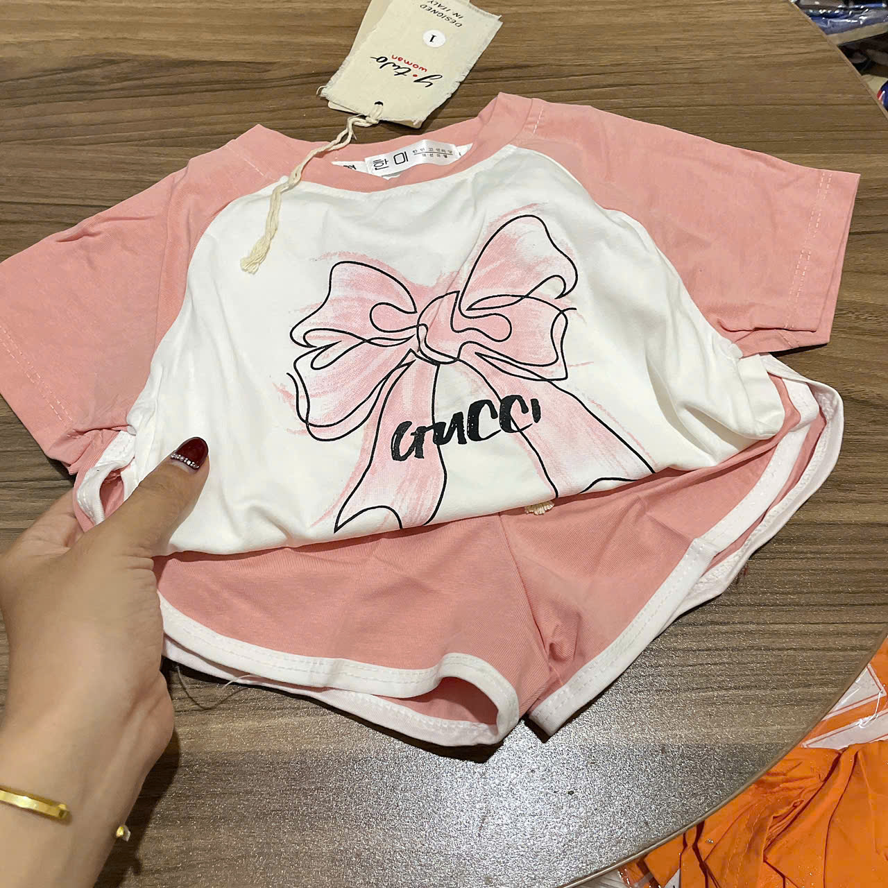 G780-Bộ cotton nơ hồng phối (08.17kg)