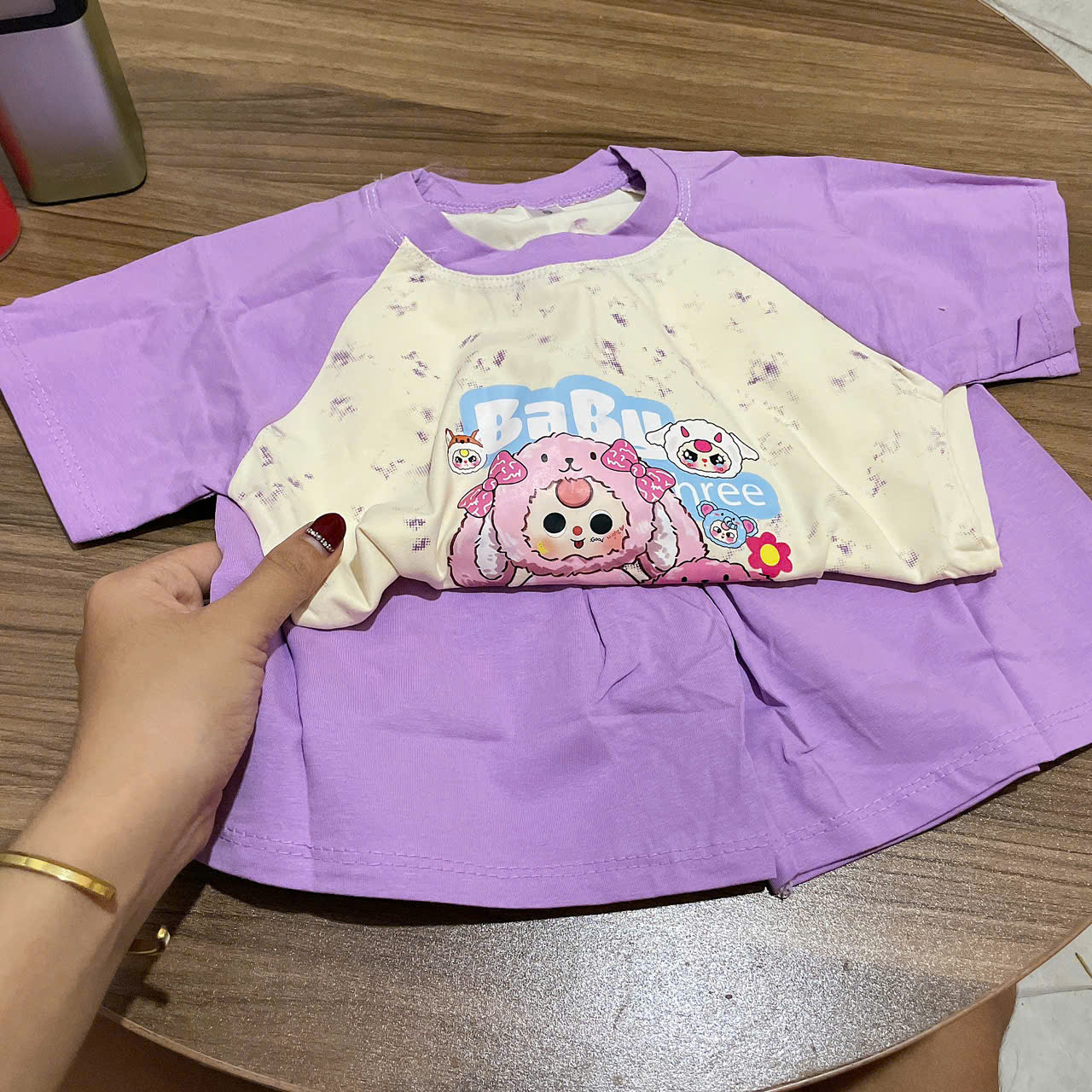 G783-Bộ cotton Baby phối tím (14-18kg)