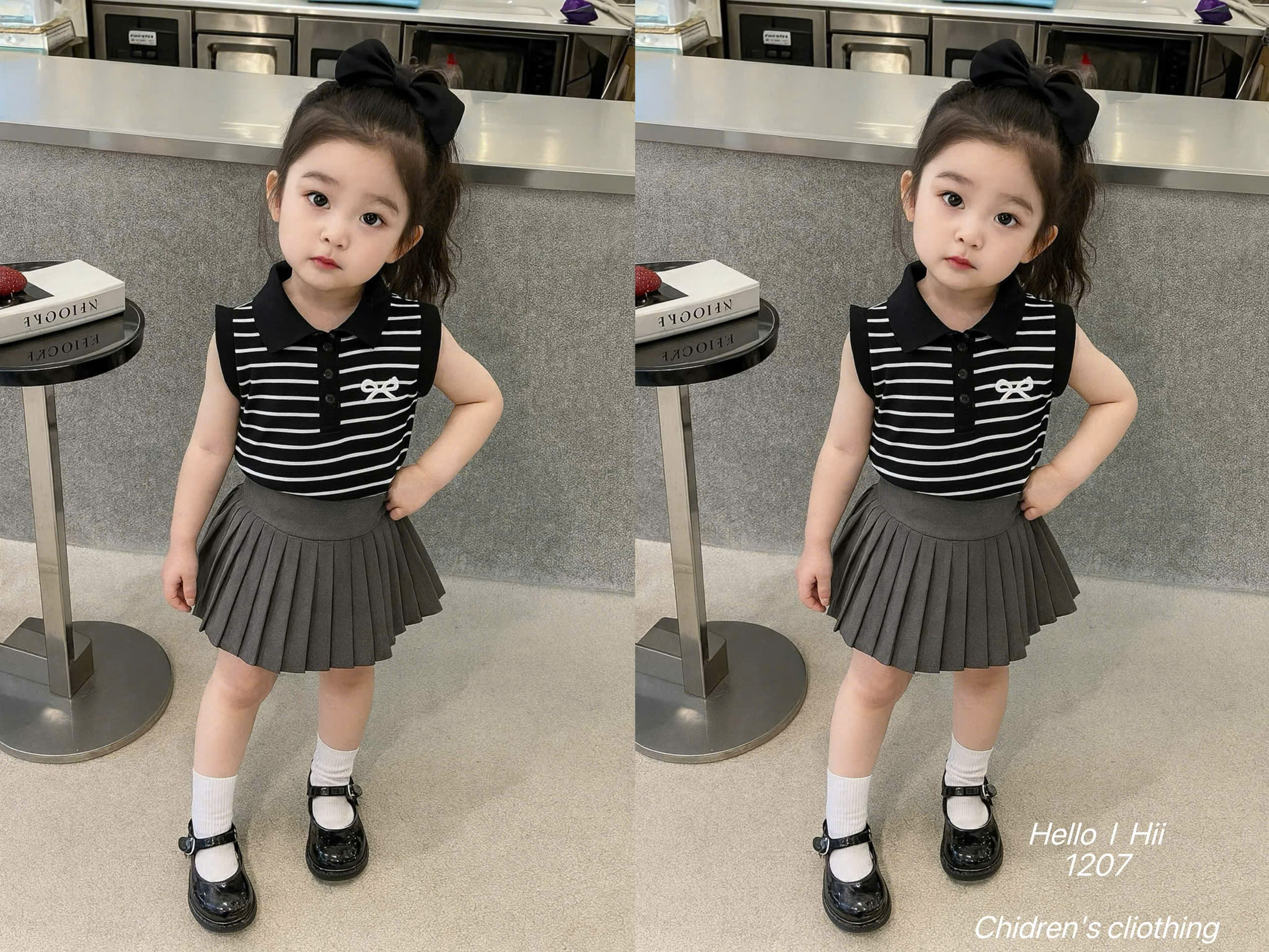 G792-Set áo kẻ SN nơ cv xếp ly (06.18kg)