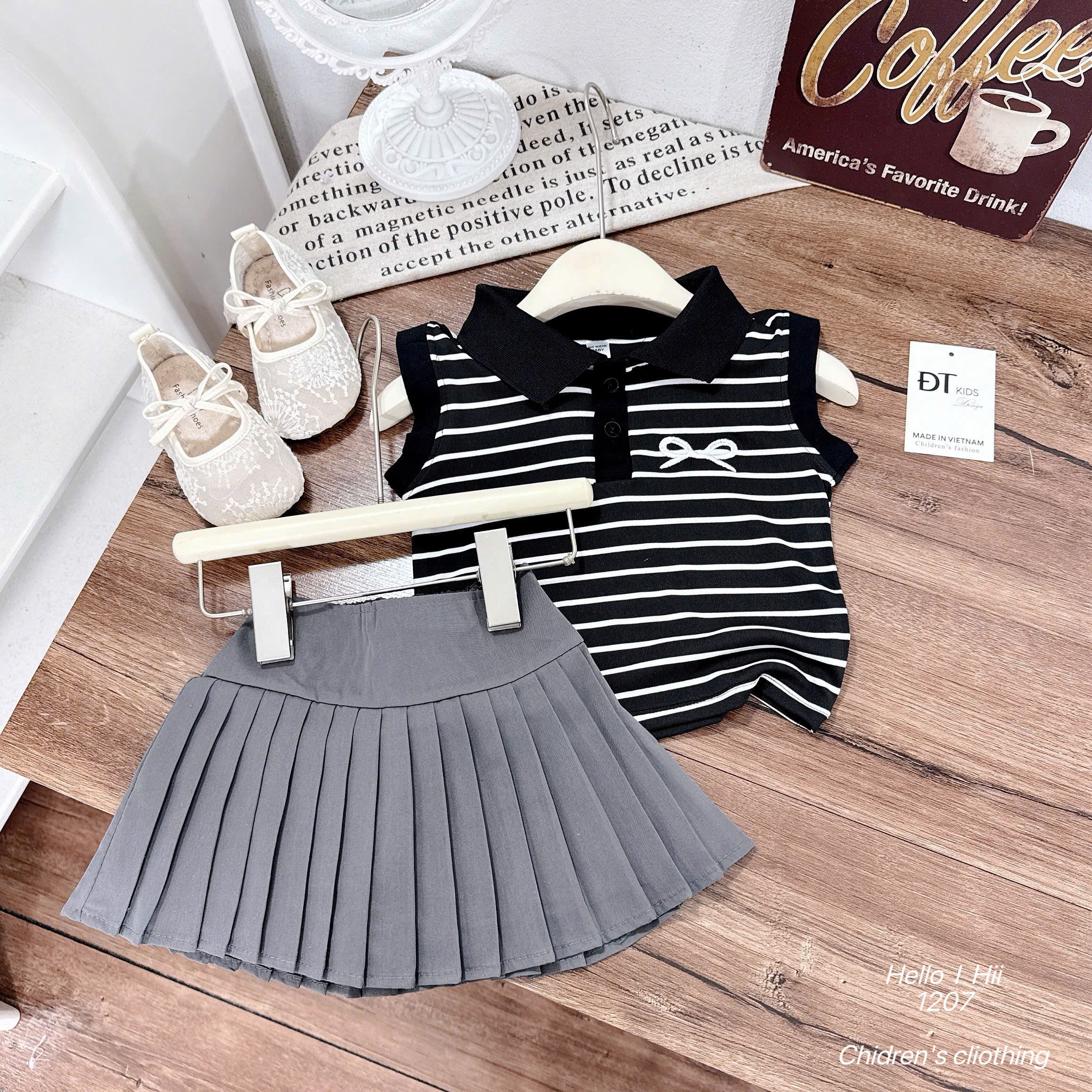 G792-Set áo kẻ SN nơ cv xếp ly (06.18kg)