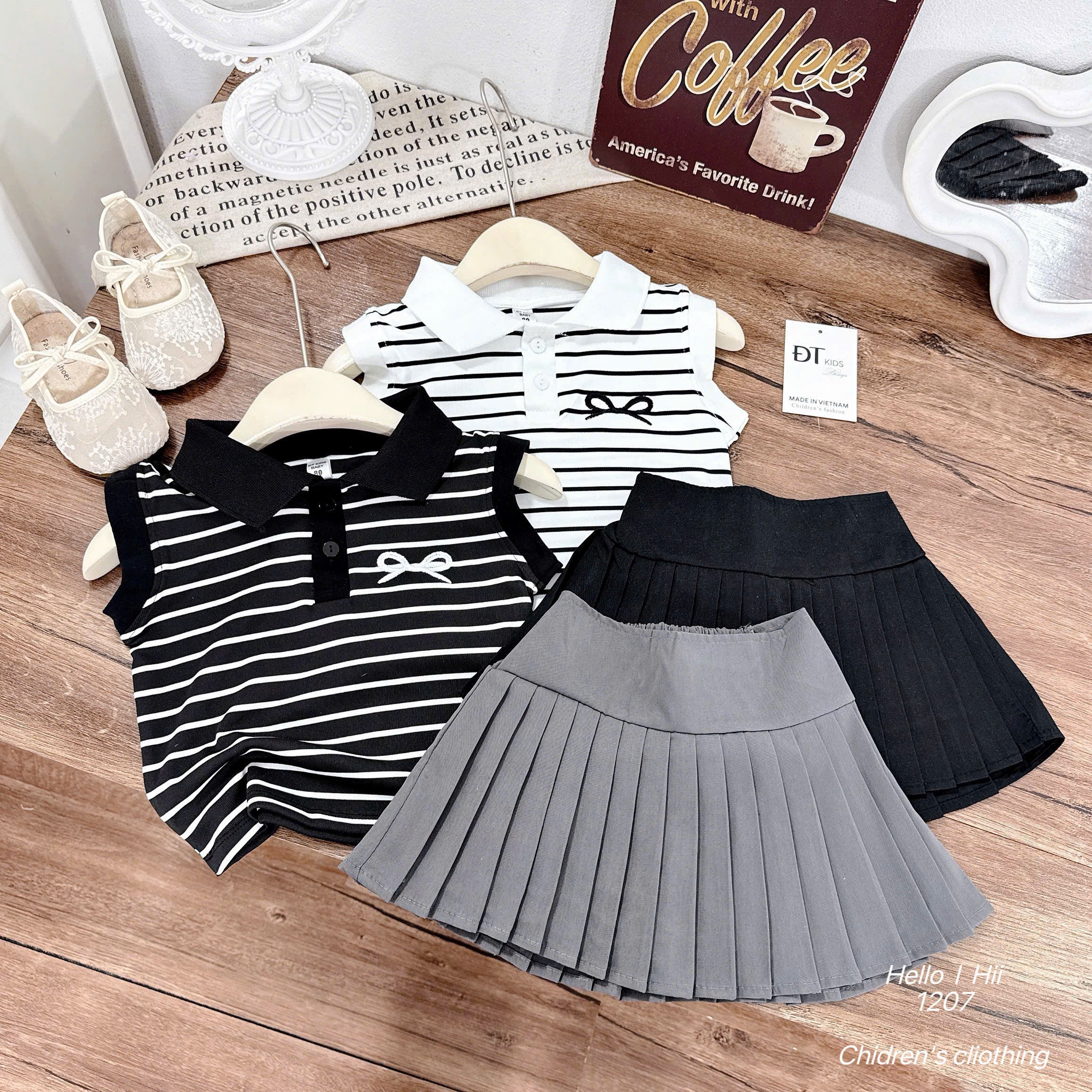 G792-Set áo kẻ SN nơ cv xếp ly (06.18kg)