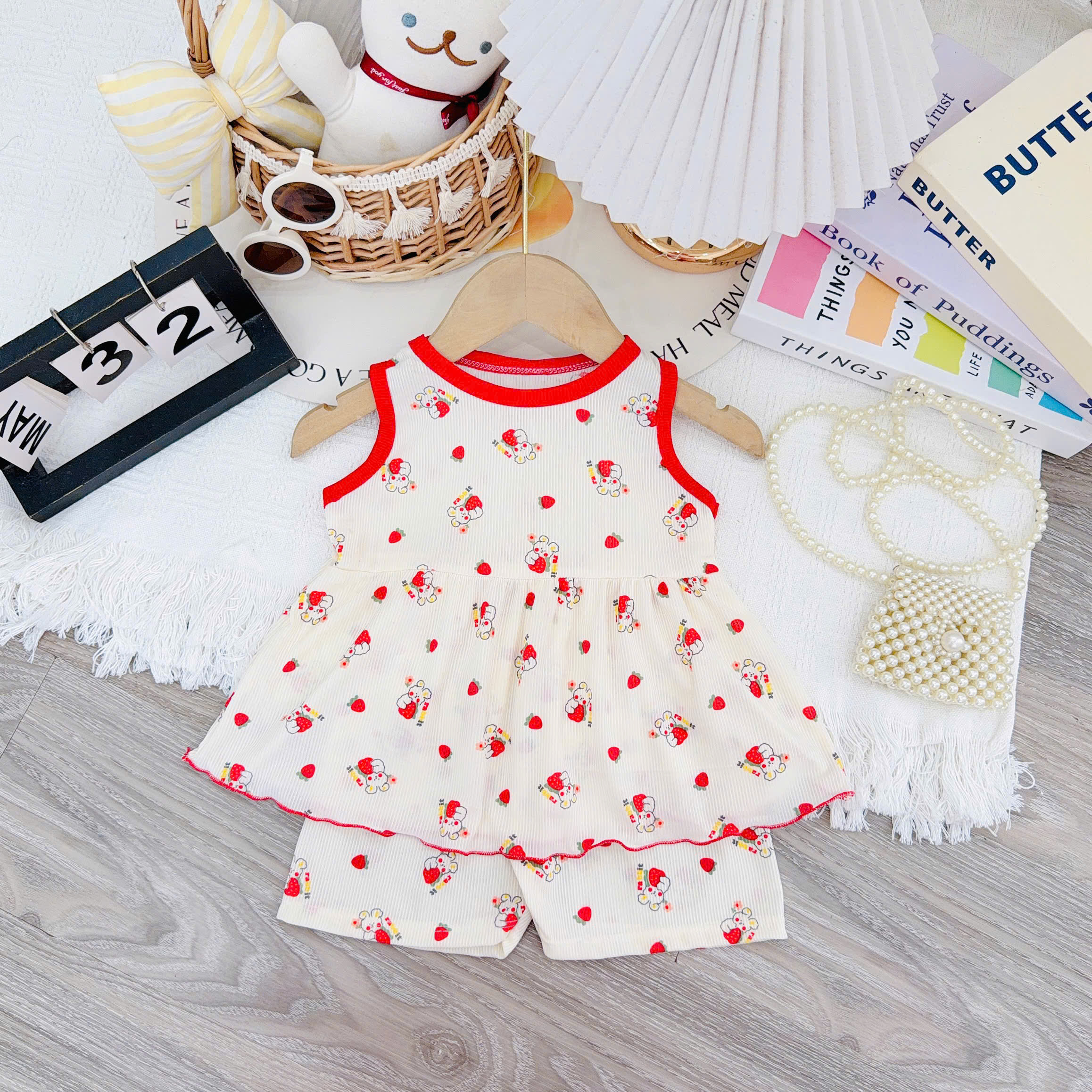 B489-Bộ balo tăm babydoll hoa nhí (05.15kg)