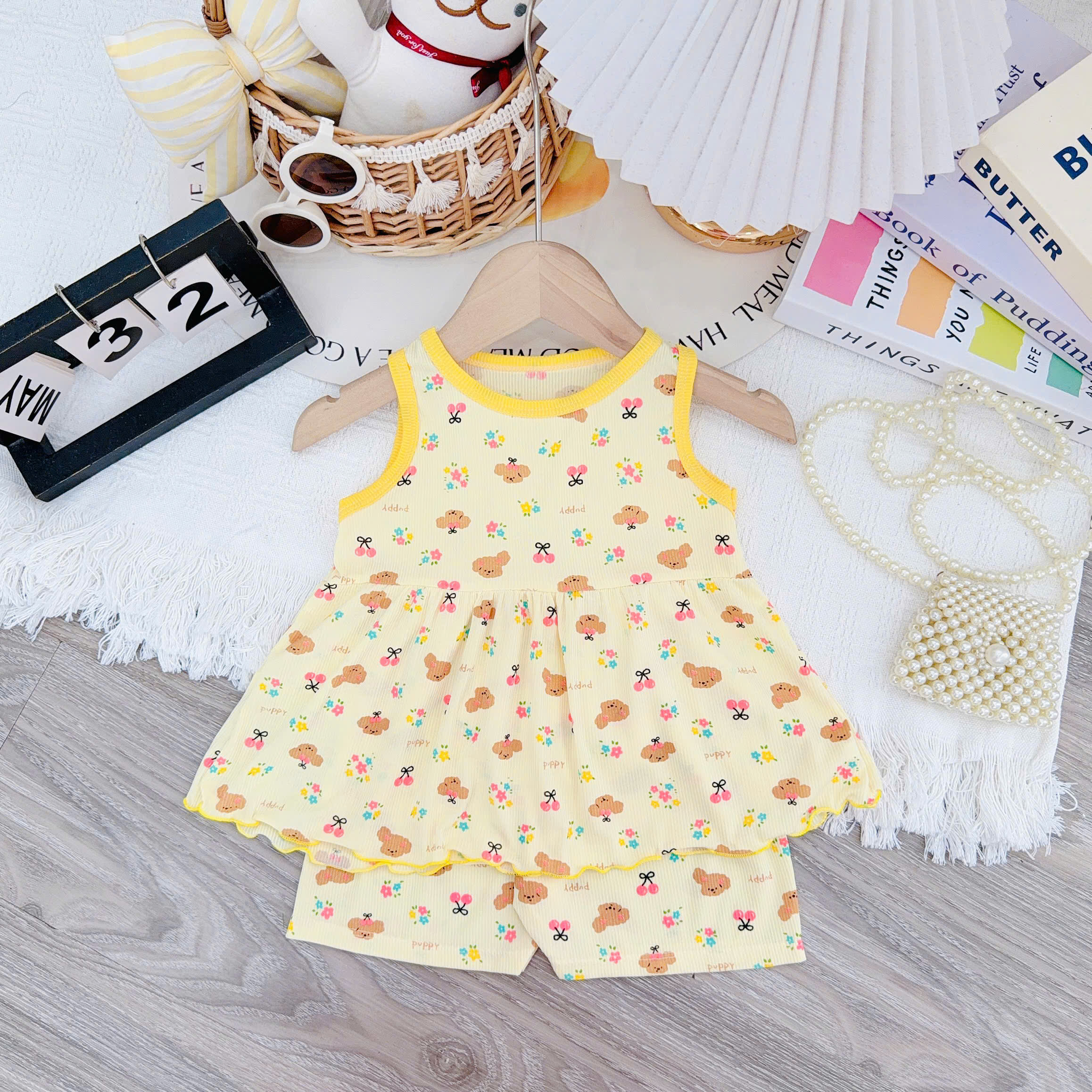 B489-Bộ balo tăm babydoll hoa nhí (05.15kg)