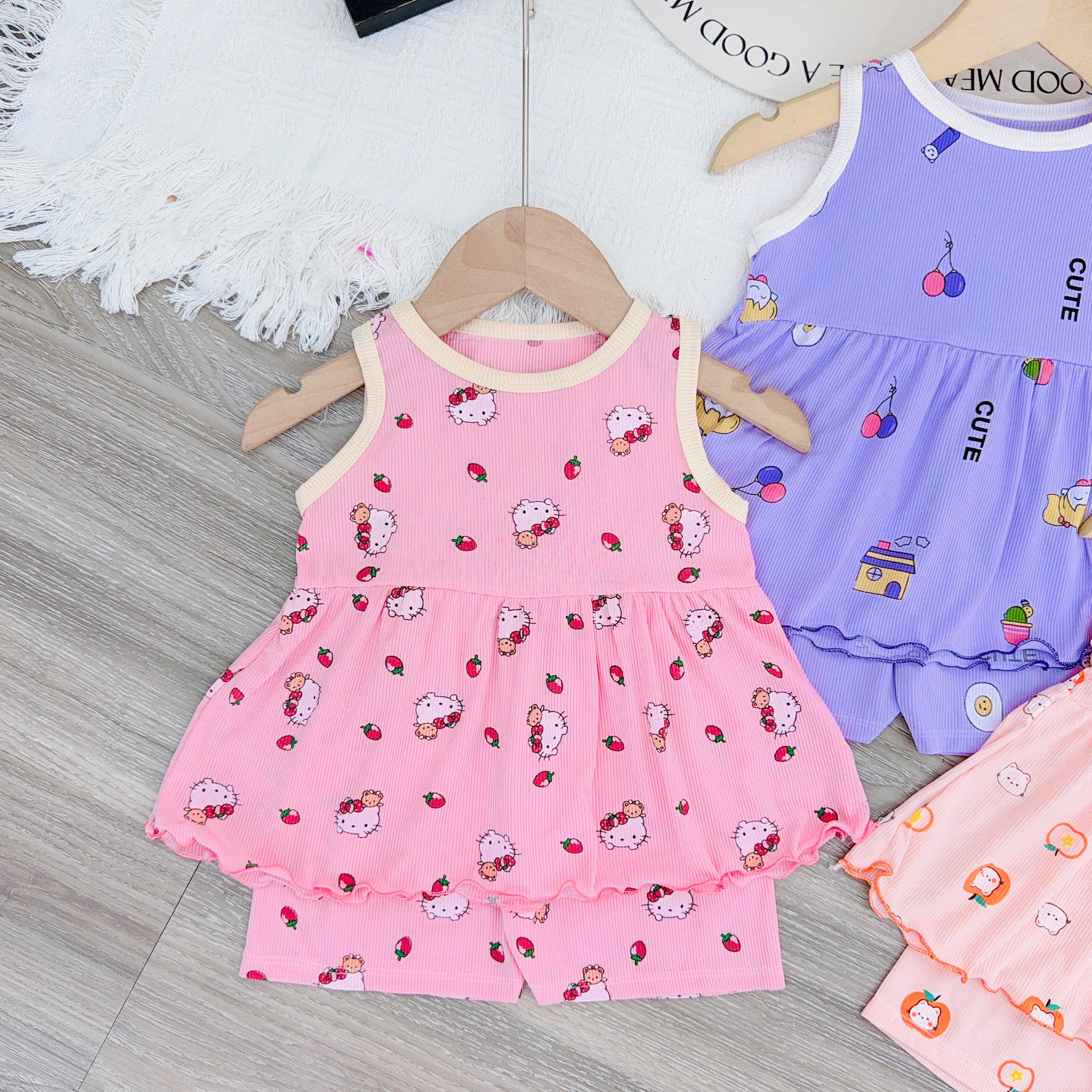 B489-Bộ balo tăm babydoll hoa nhí (05.15kg)