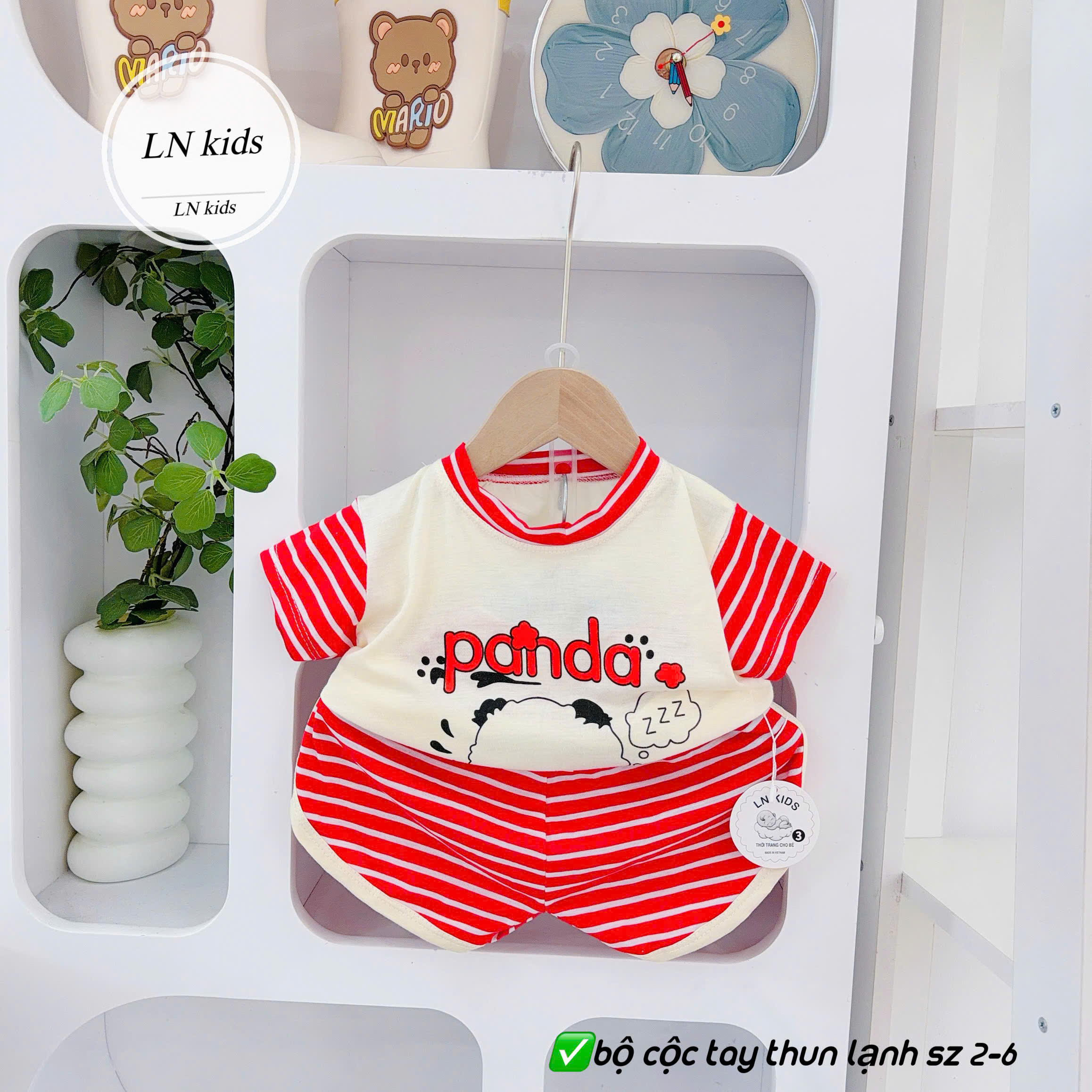 B490-Bộ cộc thun lạnh Panda kẻ (05.15kg)