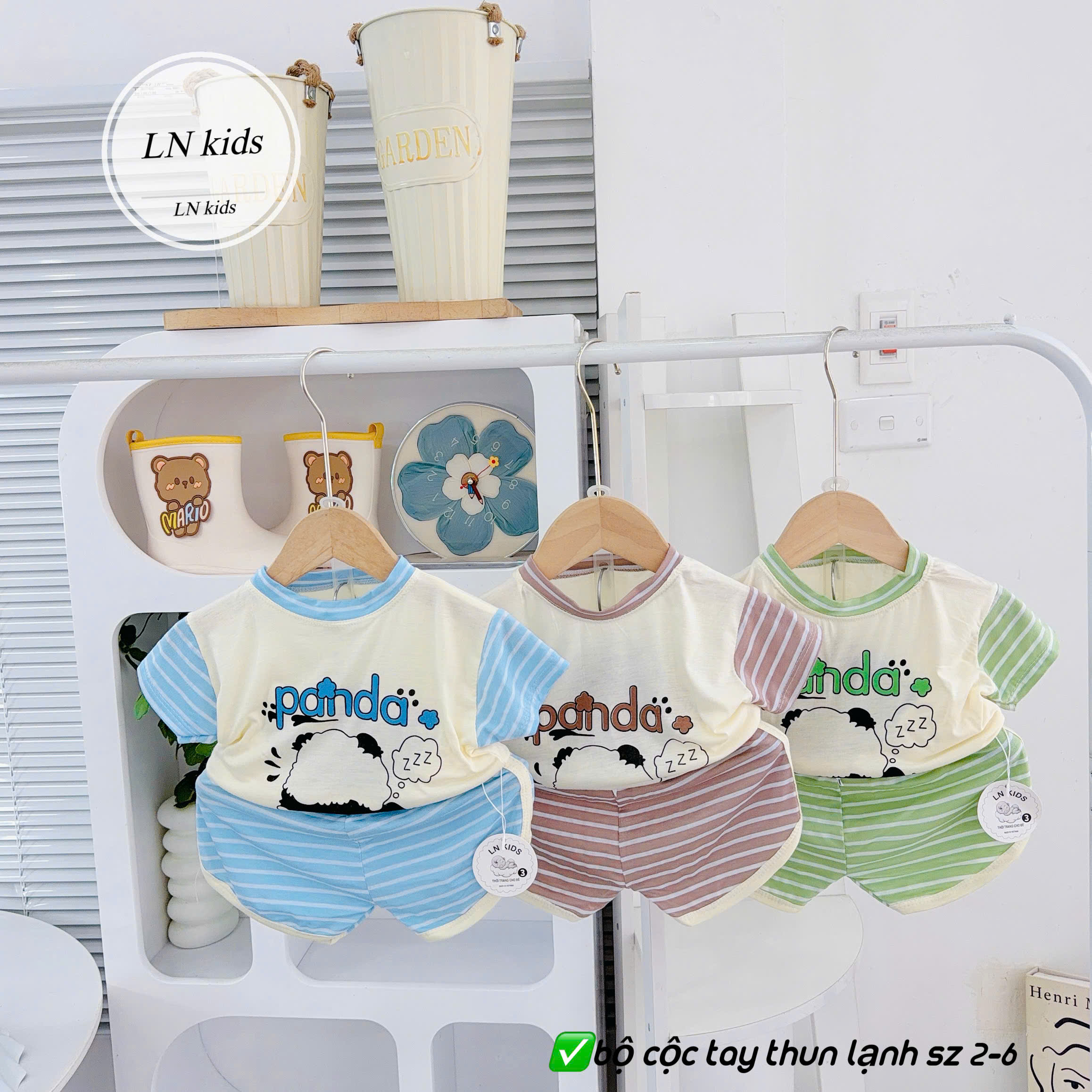 B490-Bộ cộc thun lạnh Panda kẻ (05.15kg)