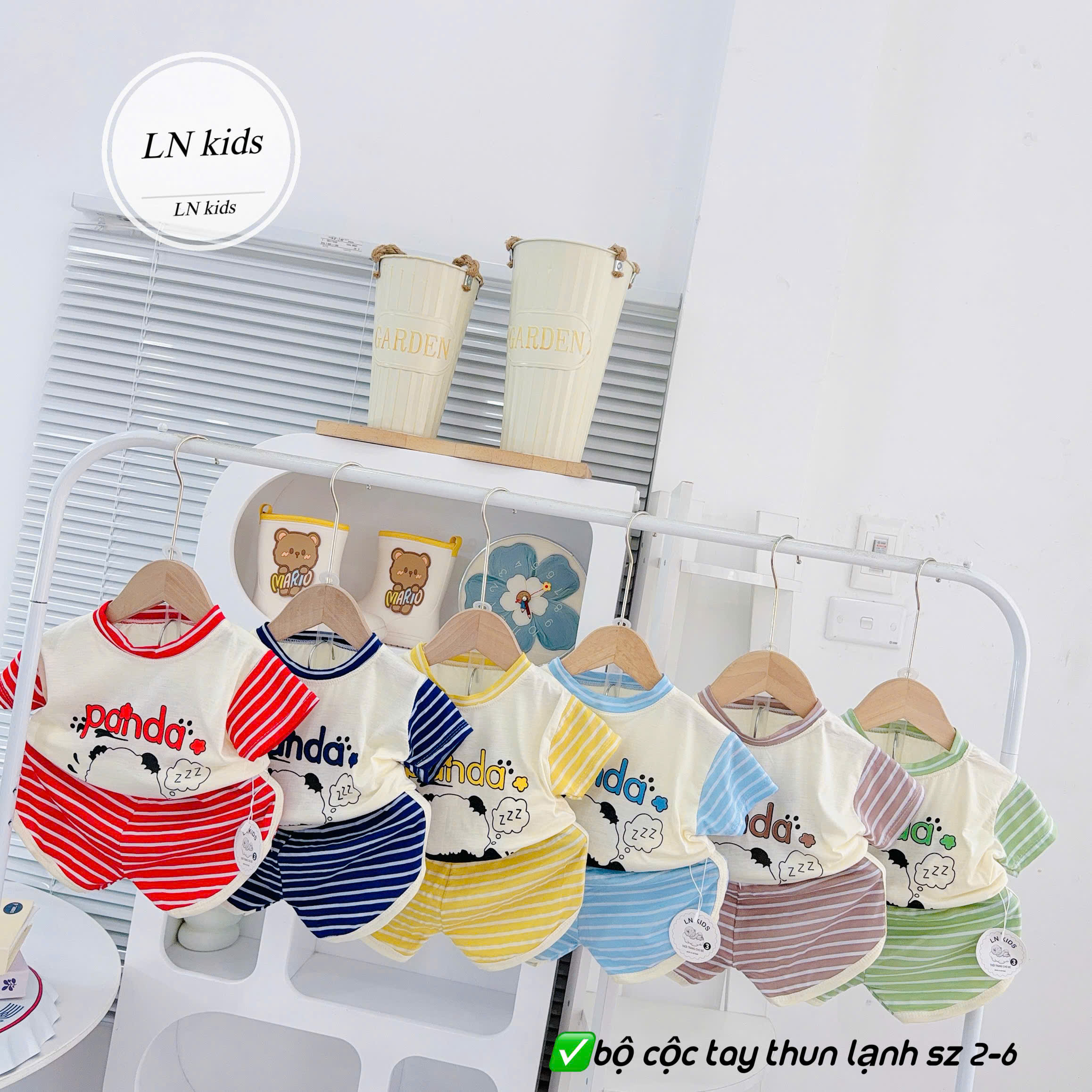 B490-Bộ cộc thun lạnh Panda kẻ (05.15kg)