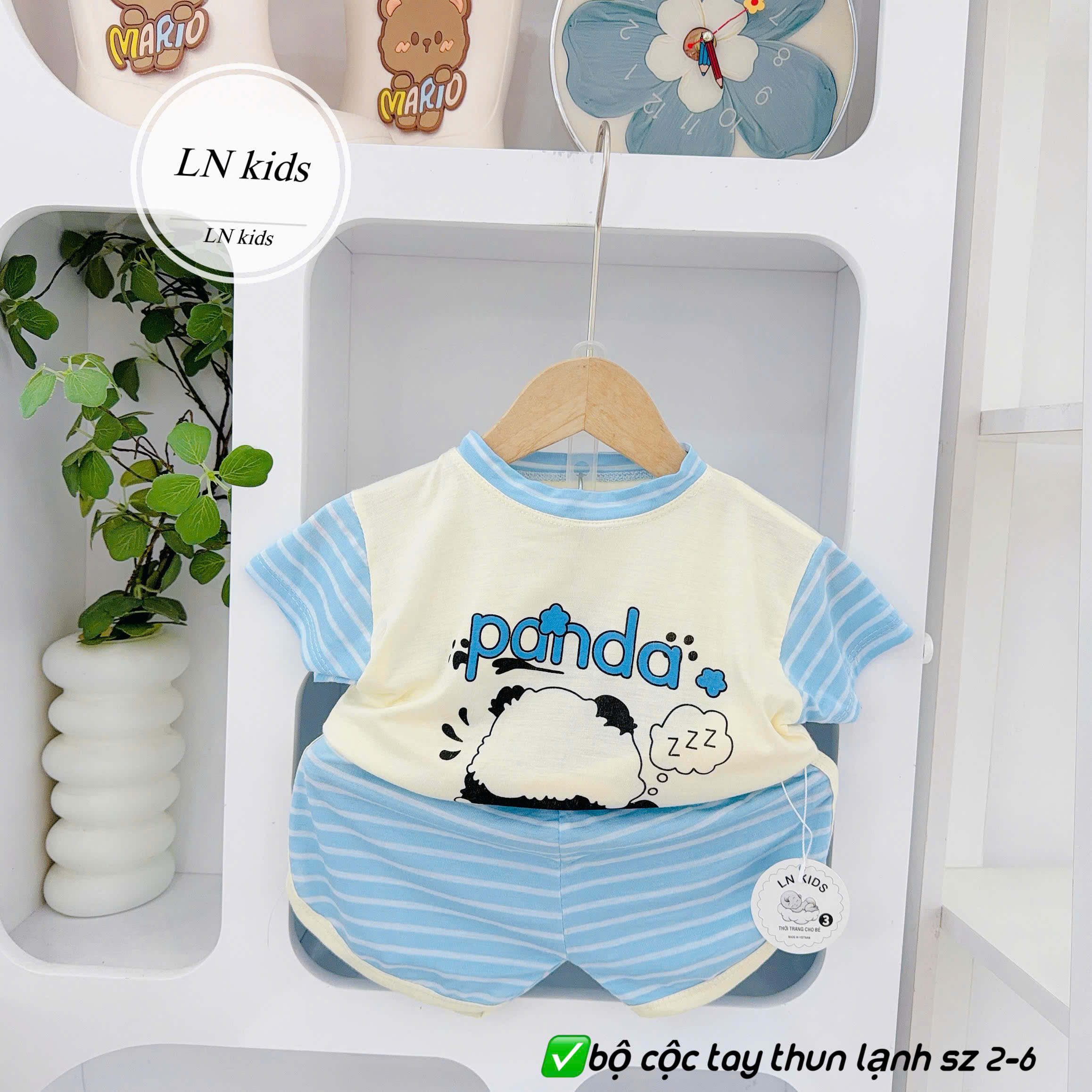 B490-Bộ cộc thun lạnh Panda kẻ (05.15kg)