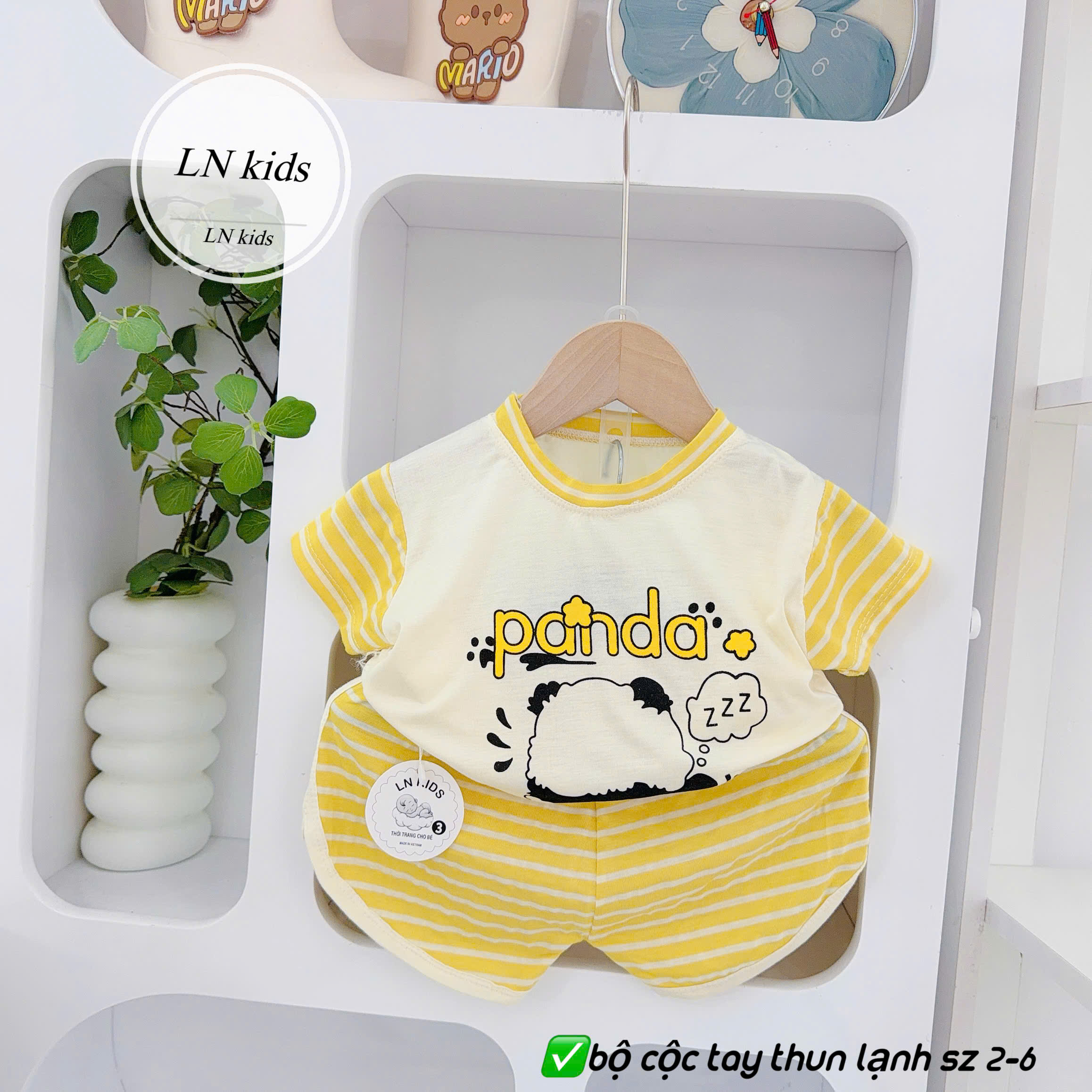 B490-Bộ cộc thun lạnh Panda kẻ (05.15kg)