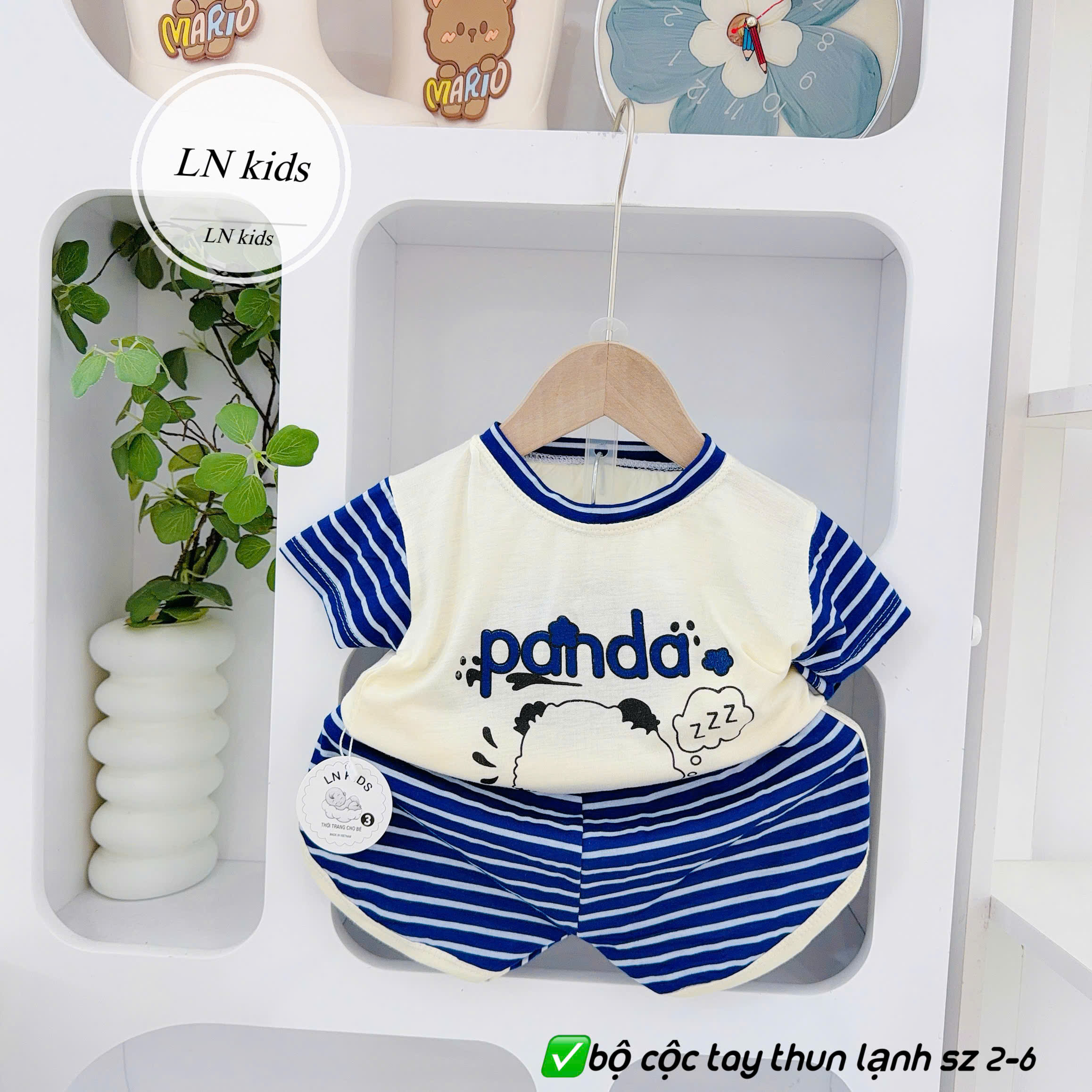 B490-Bộ cộc thun lạnh Panda kẻ (05.15kg)