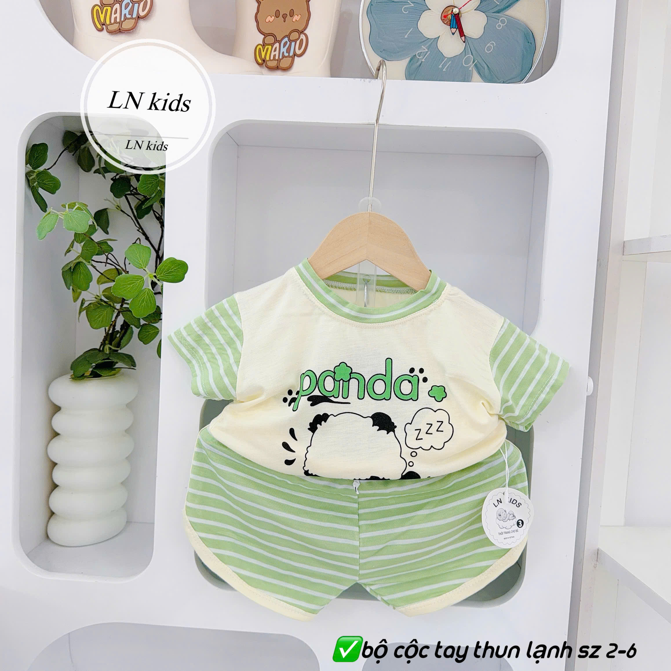 B490-Bộ cộc thun lạnh Panda kẻ (05.15kg)