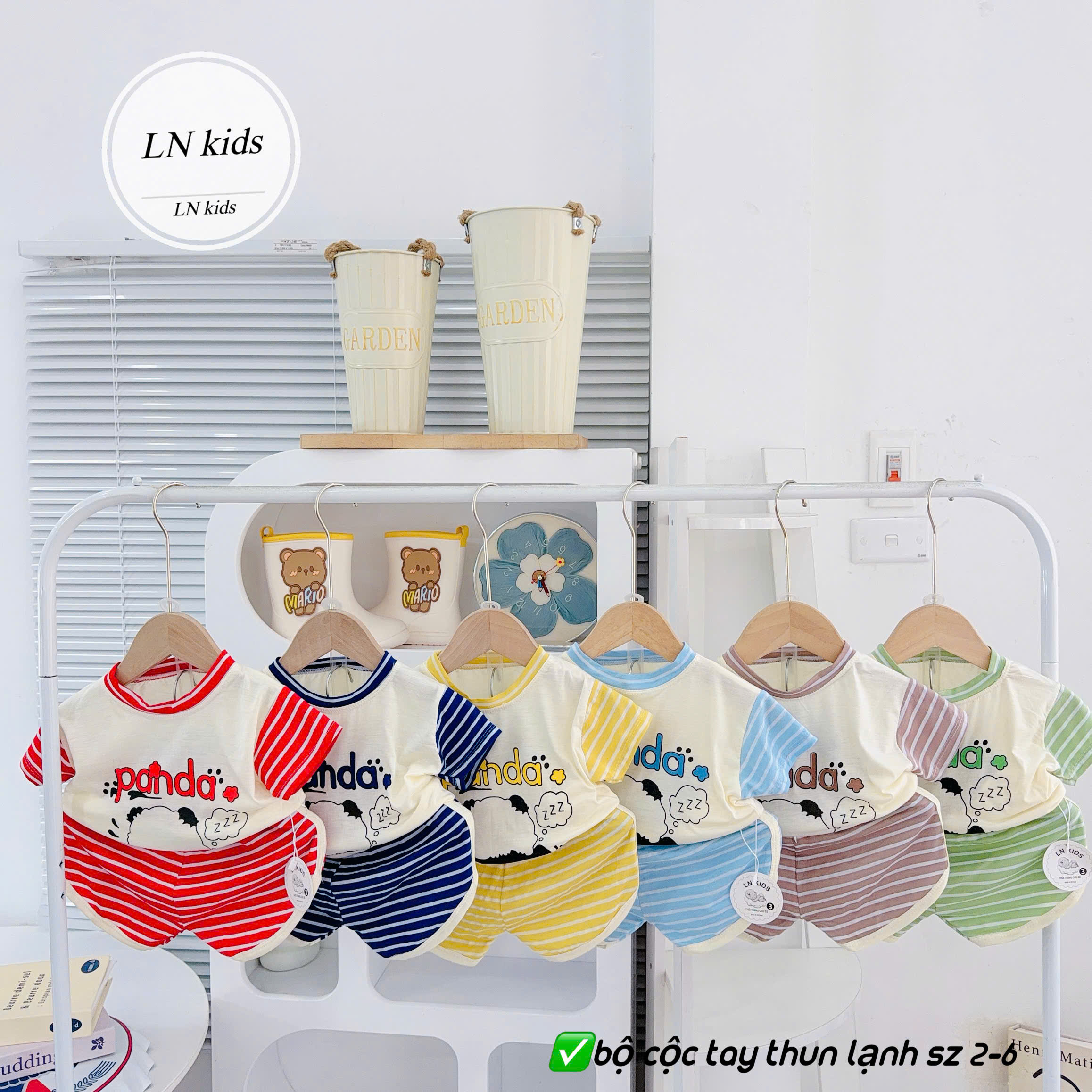 B490-Bộ cộc thun lạnh Panda kẻ (05.15kg)