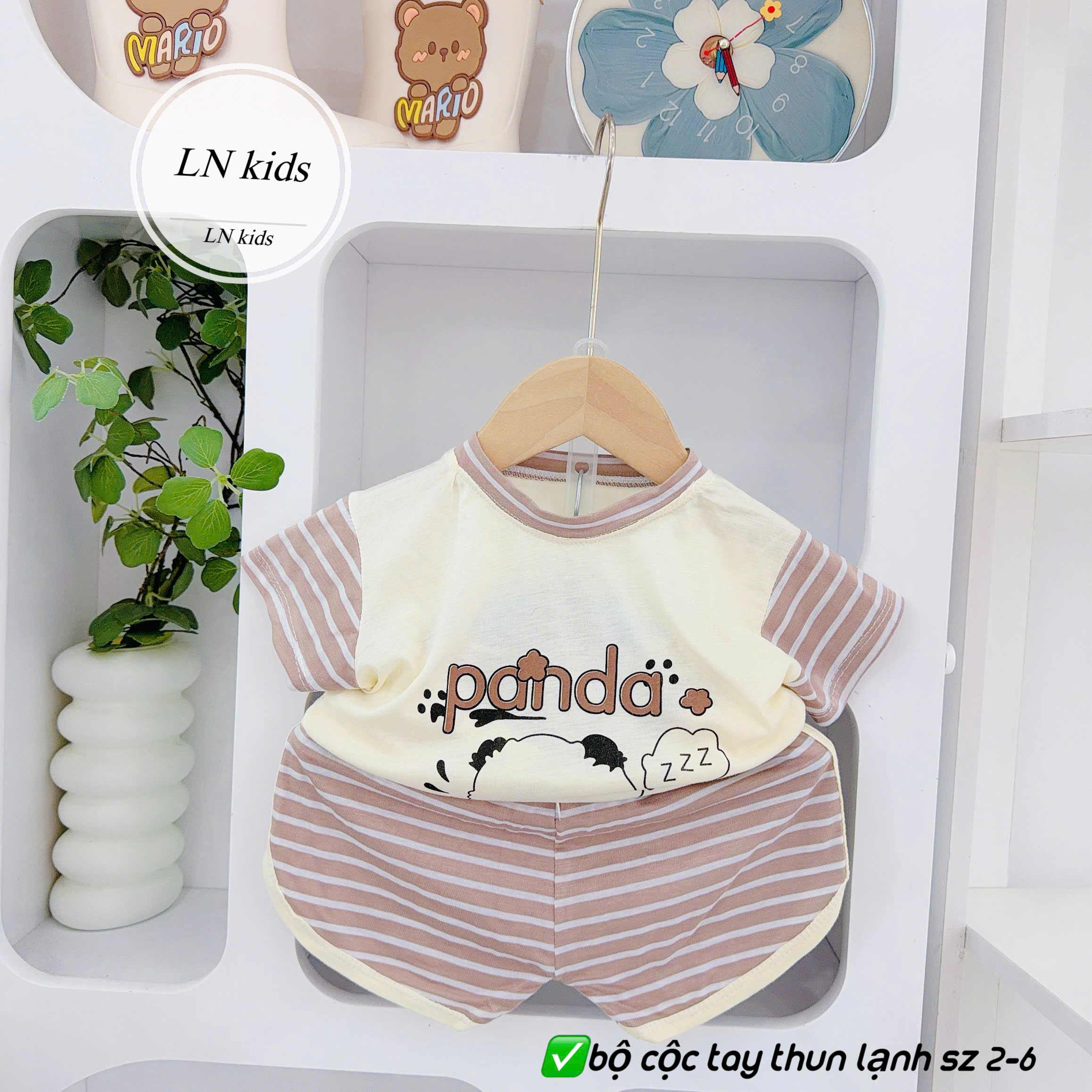 B490-Bộ cộc thun lạnh Panda kẻ (05.15kg)