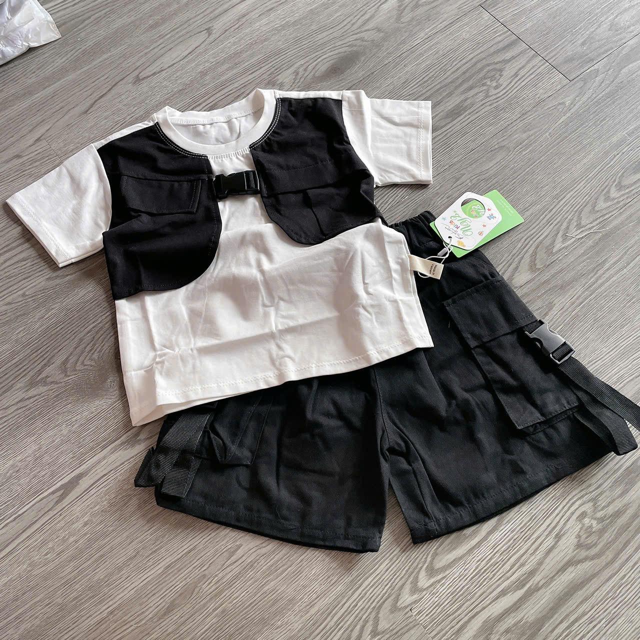T669-Set áo cotton khoá q kaki đen (12.24kg)