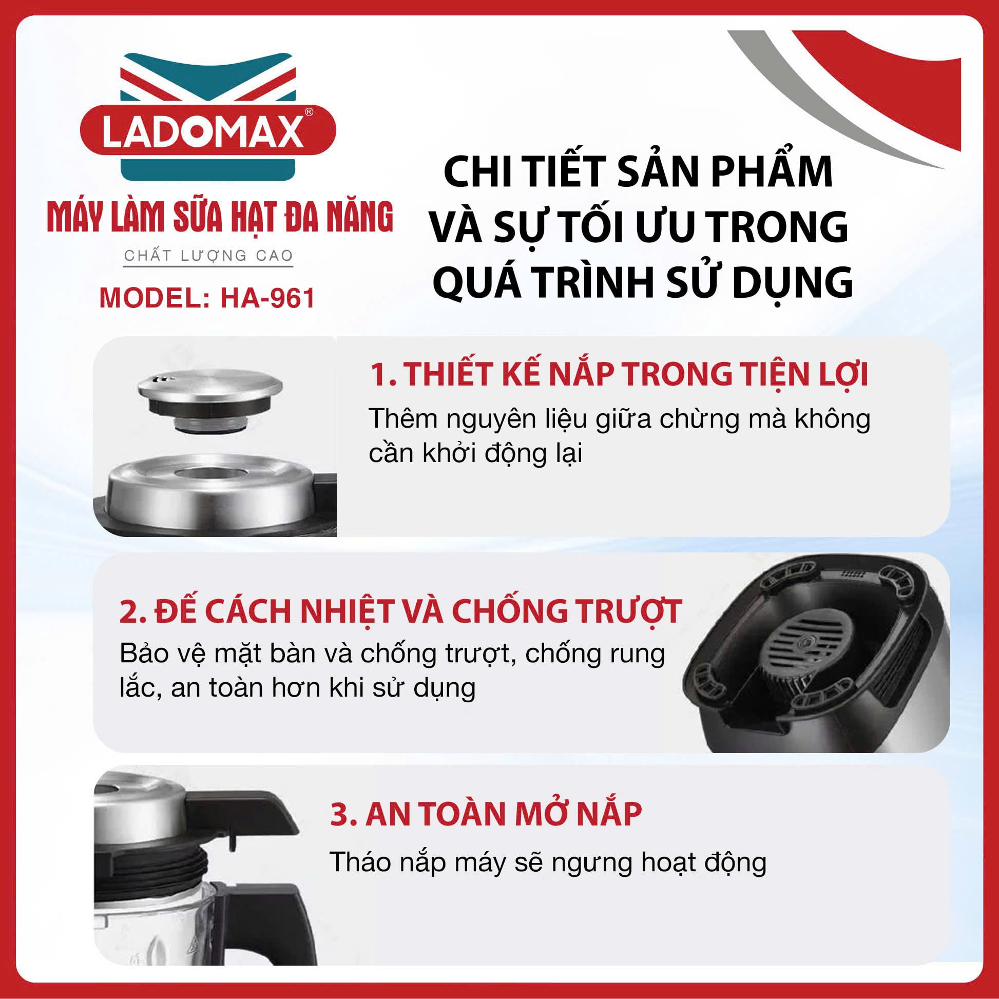 Máy làm sữa hạt đa năng Ladomax HA-961