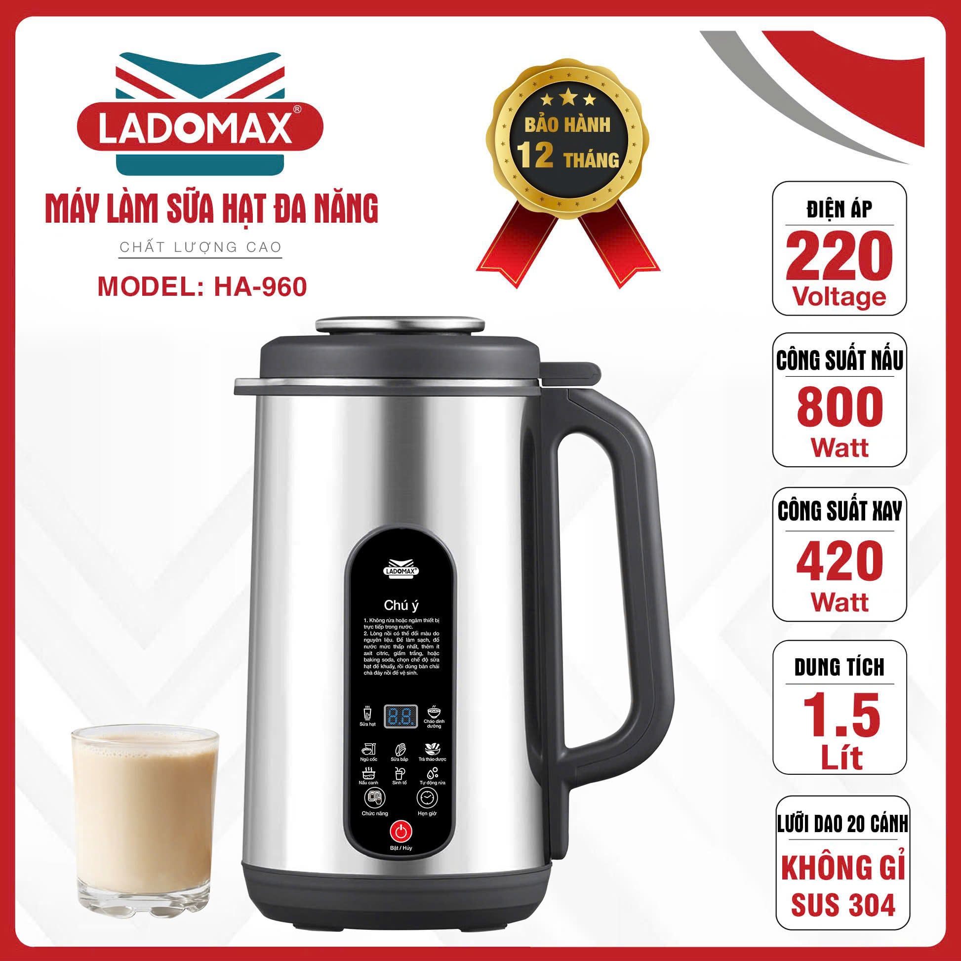 Máy làm sữa hạt đa năng Ladomax HA-960