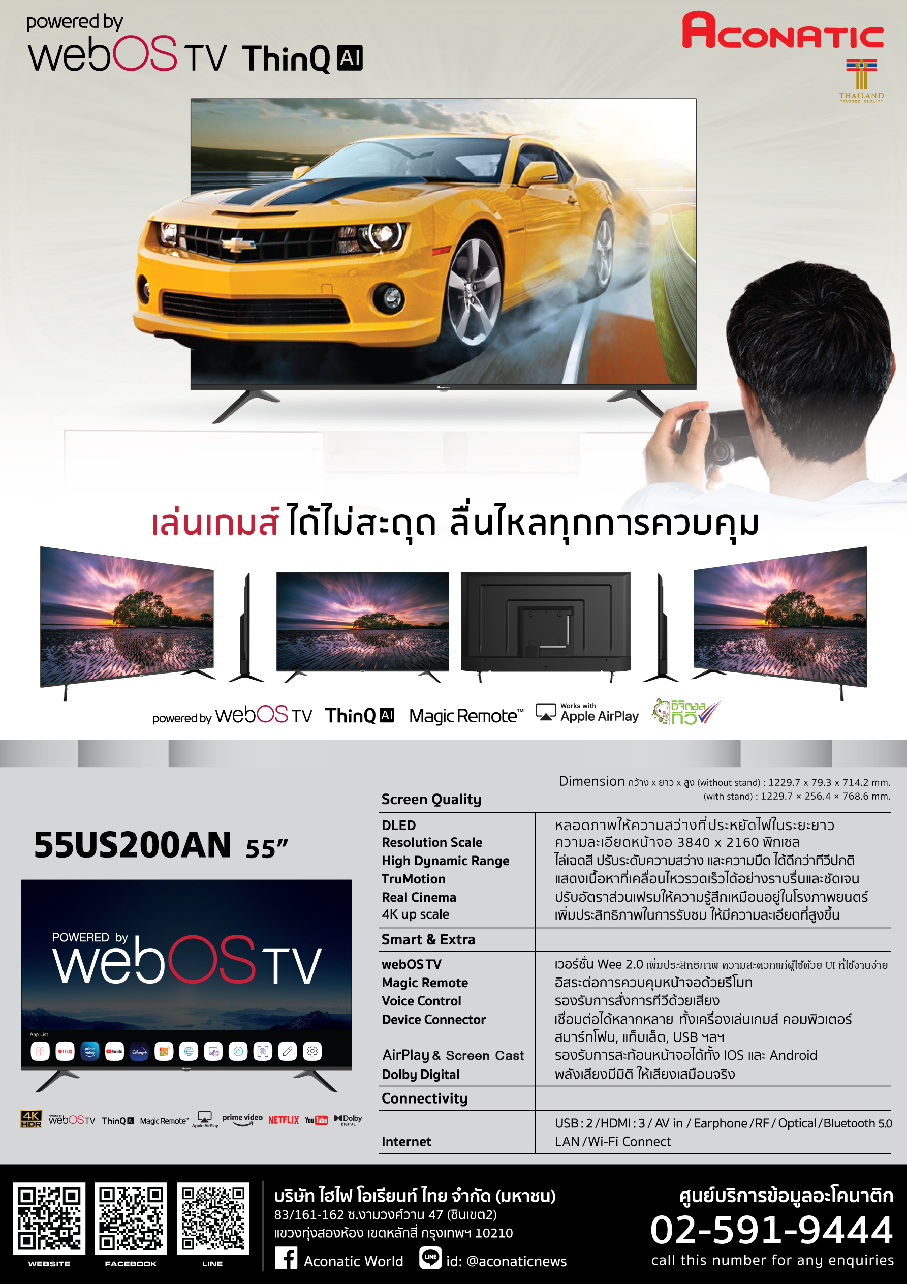 Tivi Aconatic Smart 4K 55 inch 55US200AN