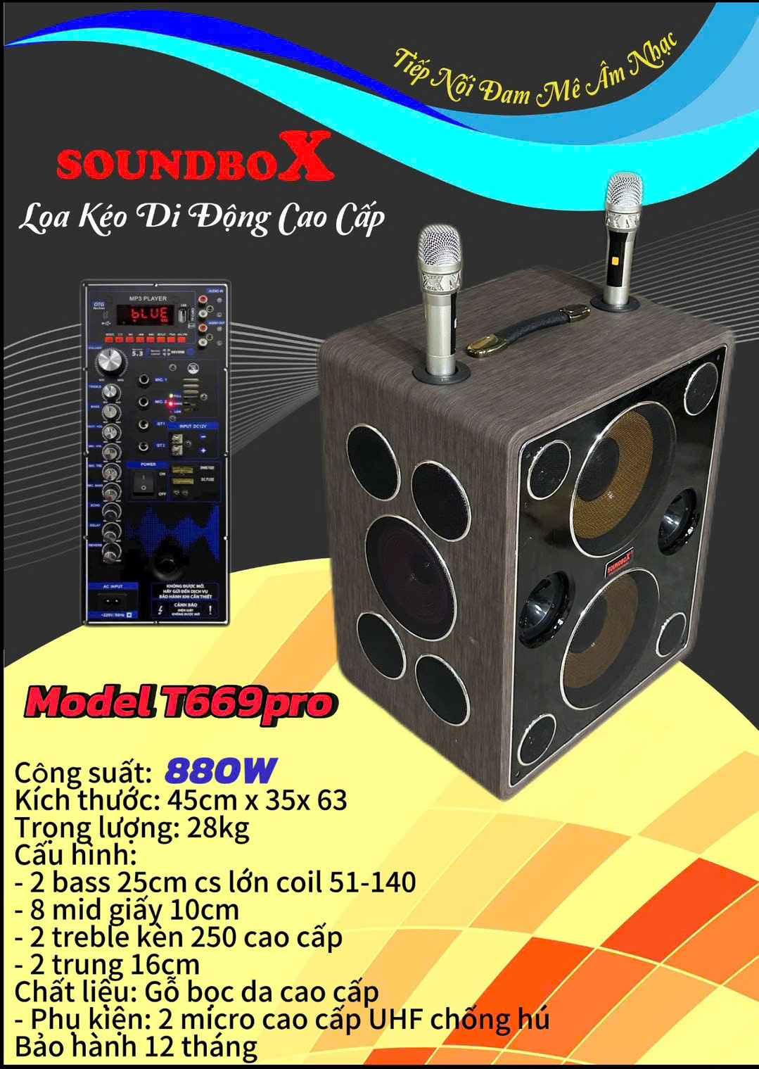Loa Kéo Karaoke Soundbox T699 Pro 2 Bass 25