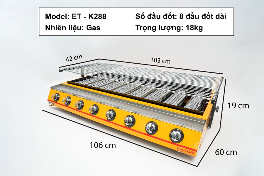 Bếp nướng Gas Eton 8 họng ET-K288