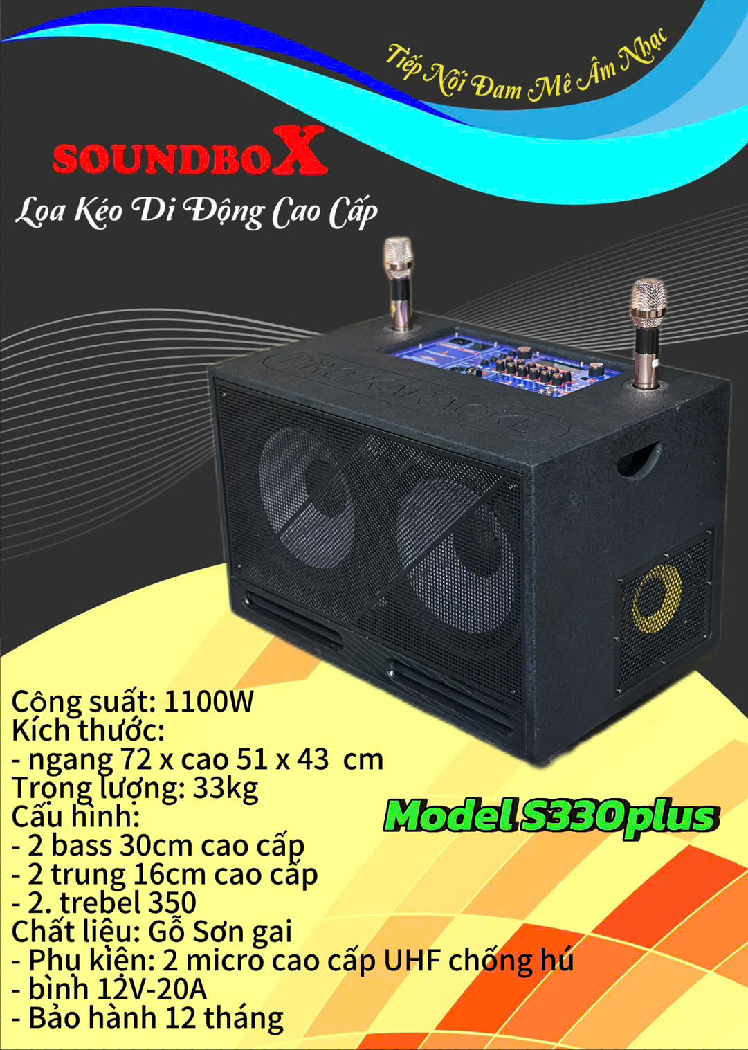 LOA KÉO DI ĐỘNG SOUNDBOX 2 BASS 30, S330 PLUS