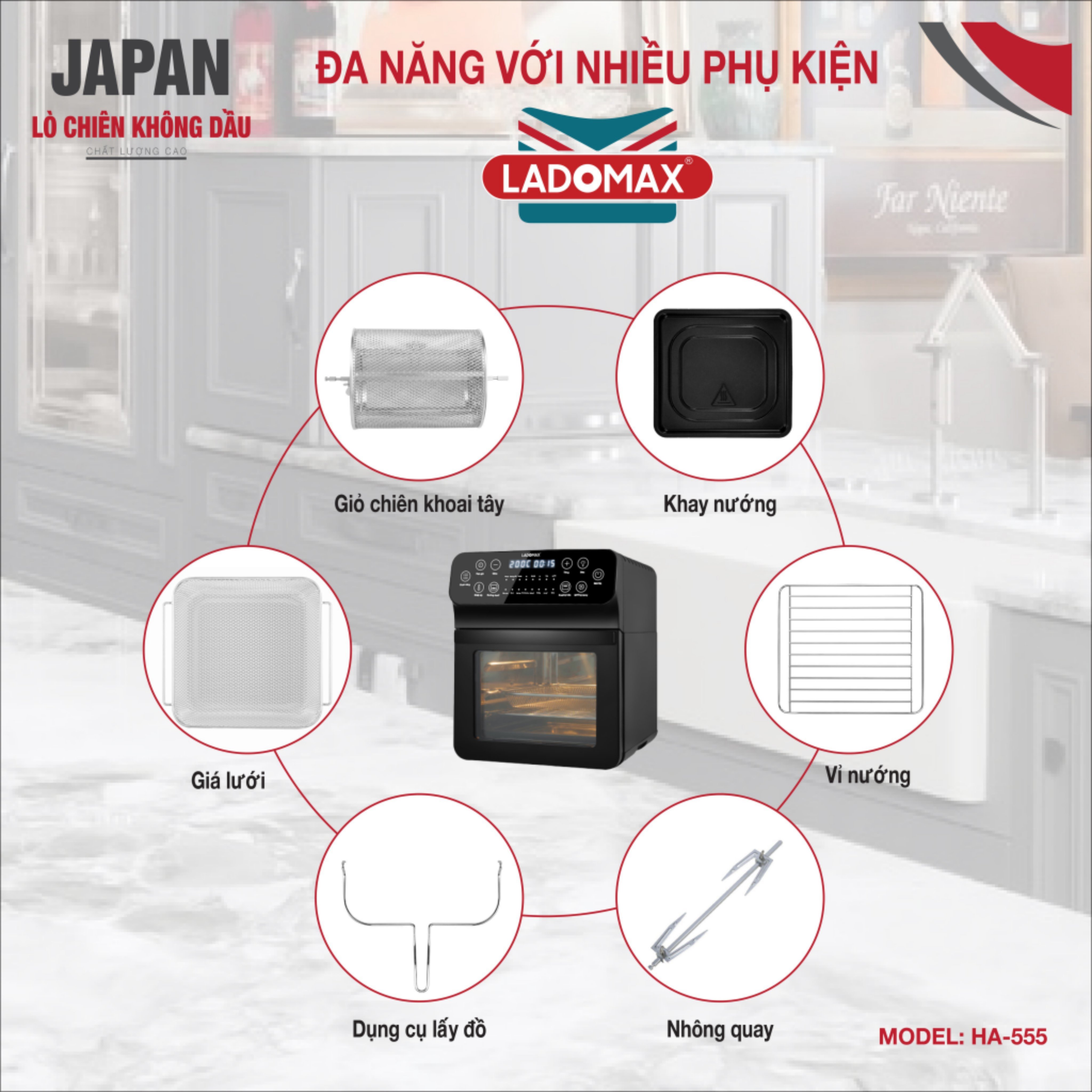 NỒI CHIÊN KHÔNG DẦU LADOMAX HA-555