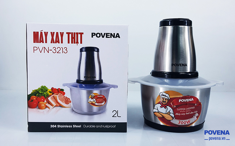 Máy xay thịt cối inox 2L Povena PVN-3213