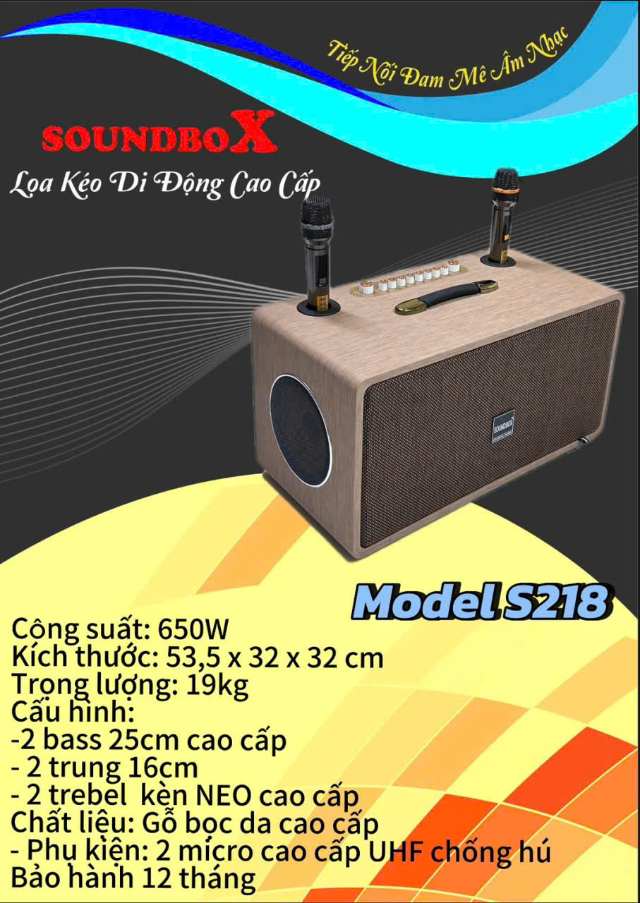 Loa Xách tay Karaoke Sound S218 2 BASS 25cm