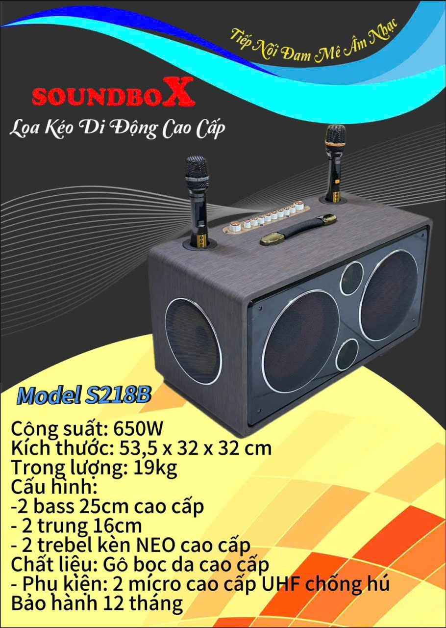 Loa Xách tay Karaoke Sound S218 2 BASS 25cm