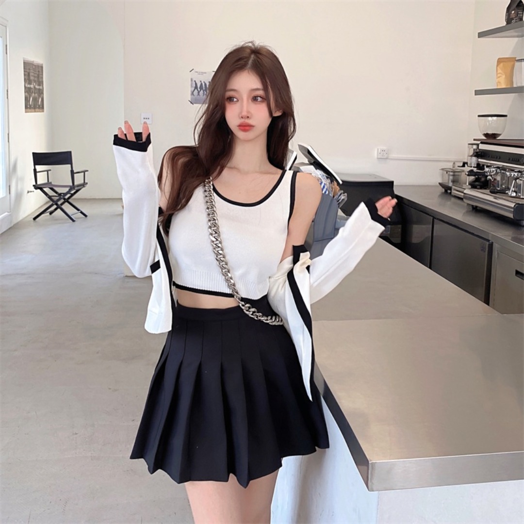 [A031] SET (2 MÓN) áo khoác TAY DÀI kèm áo hai dây Cardigan len dệt kim Quảng Châu cực xinh - L2M