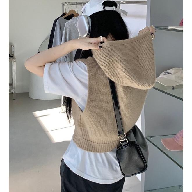 [A232] Áo KHOÁC len nữ Montoghi KIỂU GILE PHỐI NÓN có dây kéo hàng Quảng Châu mặc nhiều kiểu - L2M
