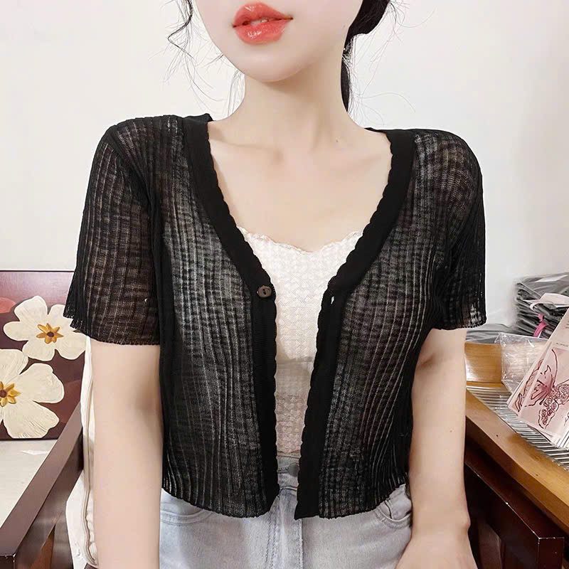 [A004] Áo khoác len mỏng Cardigan Quảng Châu 1 KHUY tay dài dáng ngắn đáng yêu và dễ phối đồ - L2M (Sale)