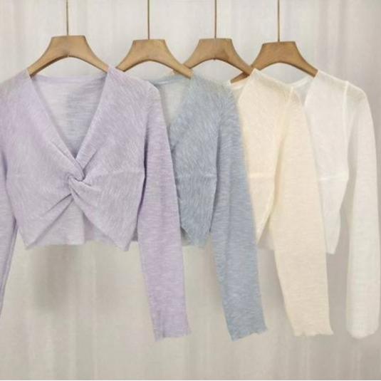 [A316] Áo khoác len Montoghi MỎNG XOẮN GIỮA dệt kim tay dài Quảng Châu phối đồ nhiều kiểu - L2M (Sale)