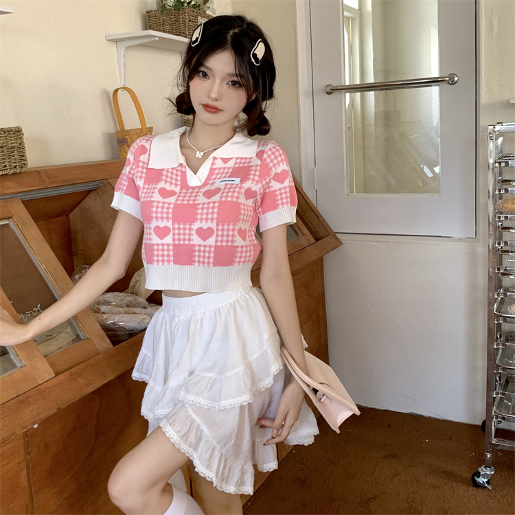 [A104] Áo len thun Montoghi CARO dệt kim Quảng Châu TRÁI TIM cổ đức màu sắc xinh xắn - L2M