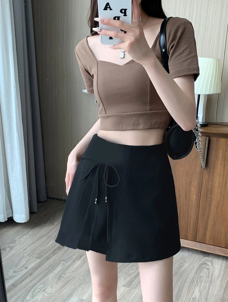 [Q003-2] Quần giả váy nữ XẾP LY ĐÍNH NƠ phối lưng thun co giãn chất tuyết mưa xinh xắn - L2M