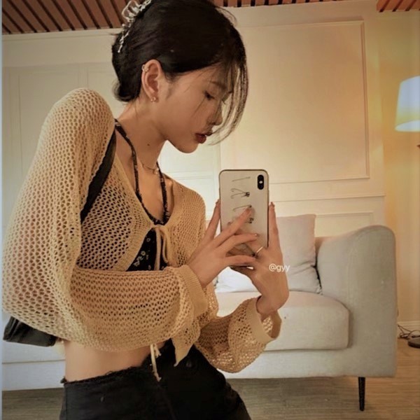 [A024] Áo khoác Montoghi len lưới CÓ DÂY NƠ CỔ dáng lửng hàng Quảng Châu siêu xinh dễ phối đồ - L2M  (Hot)