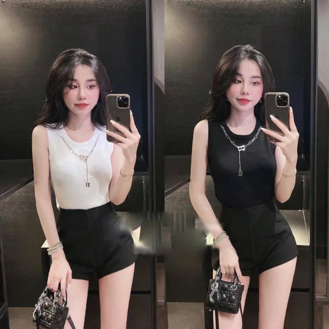 [A007] Áo len thun dệt kim Montoghi Quảng Châu ba lỗ MÀU TRƠN dáng vừa TẶNG KÈM VÒNG CỔ CHỮ B - L2M (Sale)