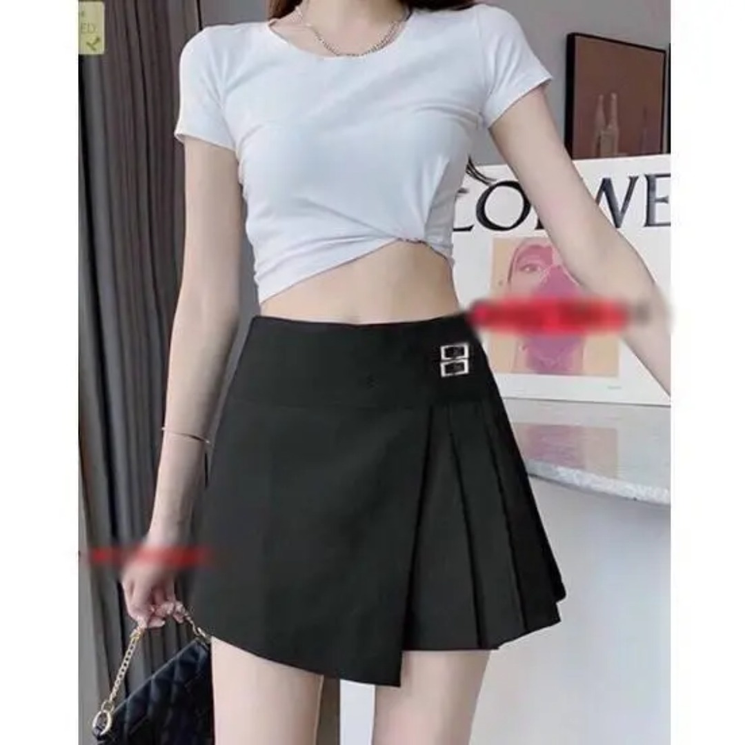 [Q003-7] Quần váy giả nữ XẾP LY 2 KHOEN phối lưng thun co giãn chất tuyết mưa siêu xinh xắn - L2M