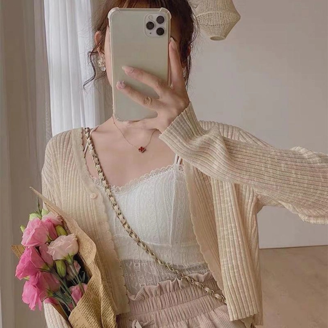 [A004] Áo khoác len mỏng Cardigan Quảng Châu 1 KHUY tay dài dáng ngắn đáng yêu và dễ phối đồ - L2M (Sale)