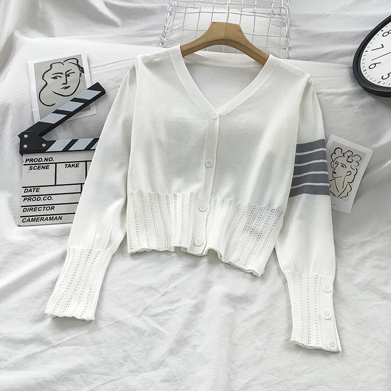 [A308] Áo KHOÁC len cardigan mỏng 5 SỌC BÊN TAY phối nút hàng Quảng Châu mặc được nhiều kiểu - L2M (Sale)