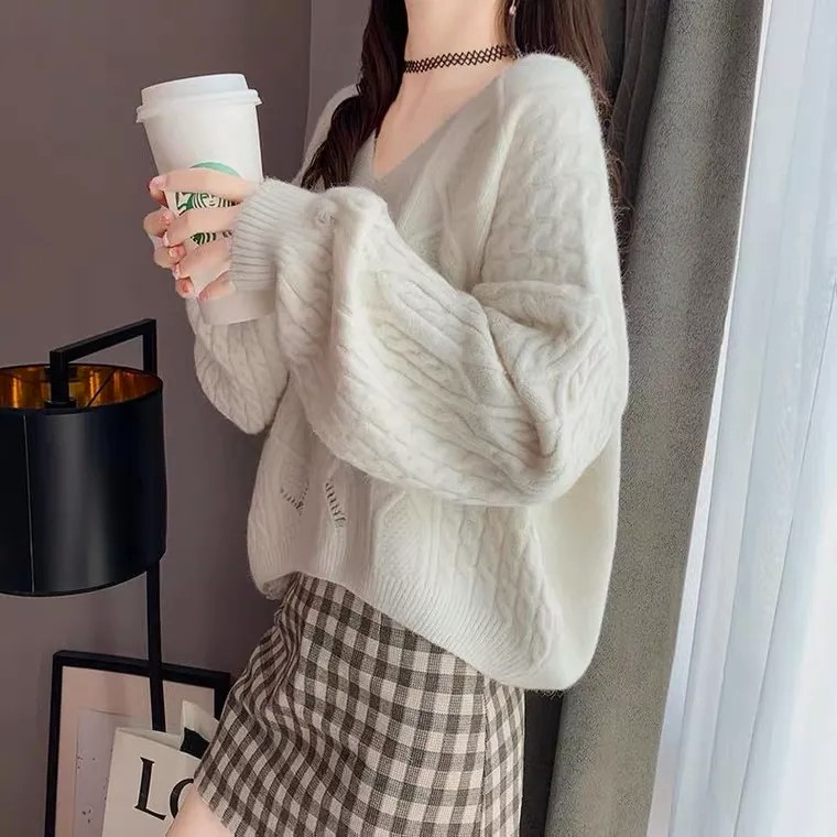 [A228] Áo len thun nữ Montoghi dệt kim THẮT THỪNG phối RÁCH kiểu ĐUÔI TÔM tay dài sang trọng - L2M  (Hot)