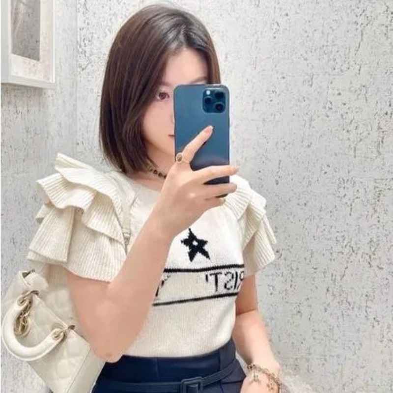 [A165] Áo len Montoghi dệt kim IN SAO dạng TAY BÈO cổ tròn Quảng Châu xinh xắn thanh lịch - L2M (Sale)
