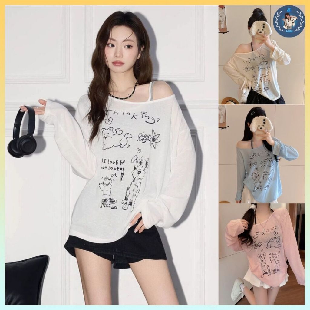 [A481] Áo len THUN GIẤY họa tiết CÚN CON màu nhẹ nhàng kiểu dáng mát mẻ năng động - L2M (New)